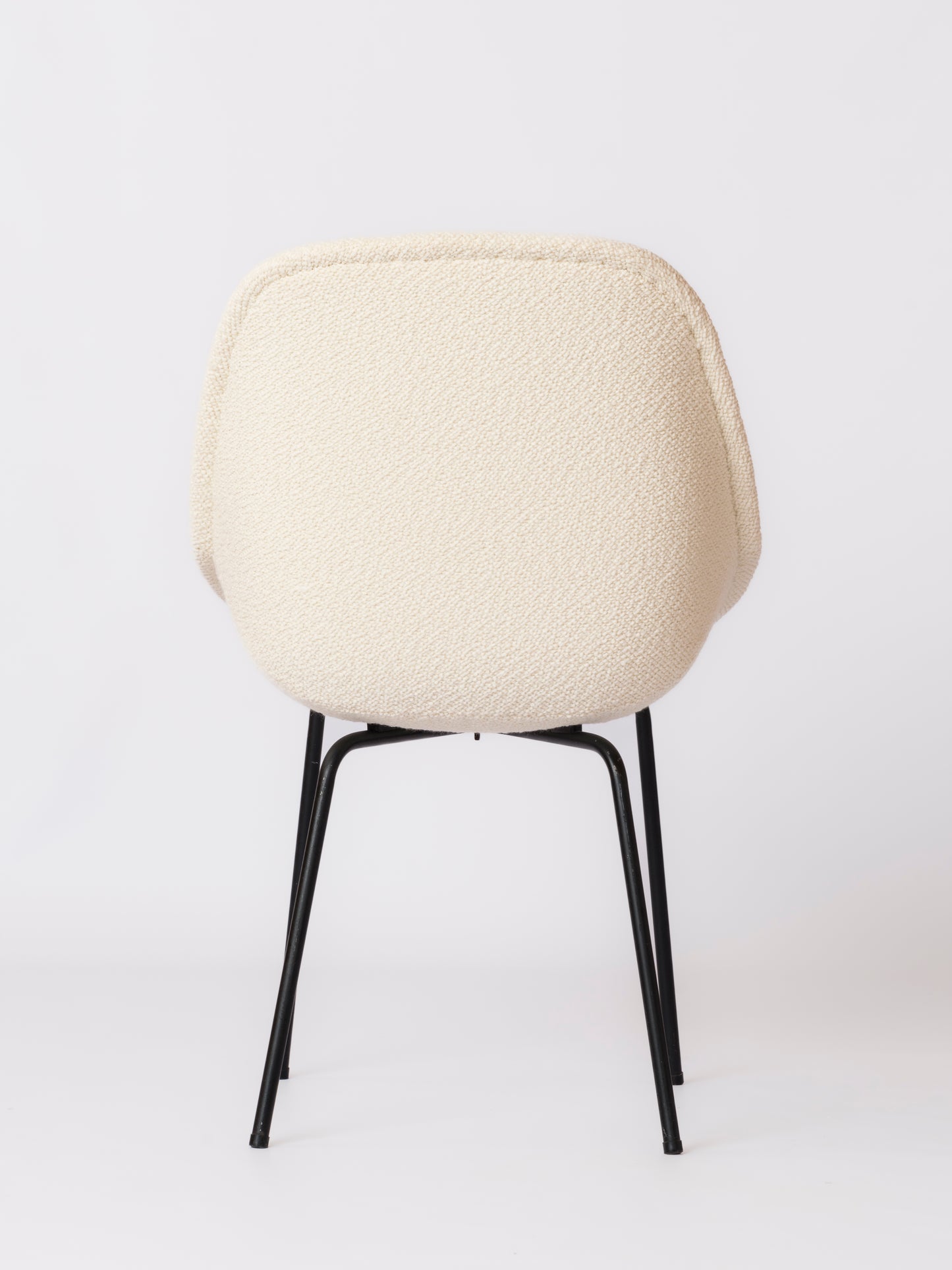 Black Enamel Steel & Lelievre Off White Boucle Chair by Dangles & Defrance