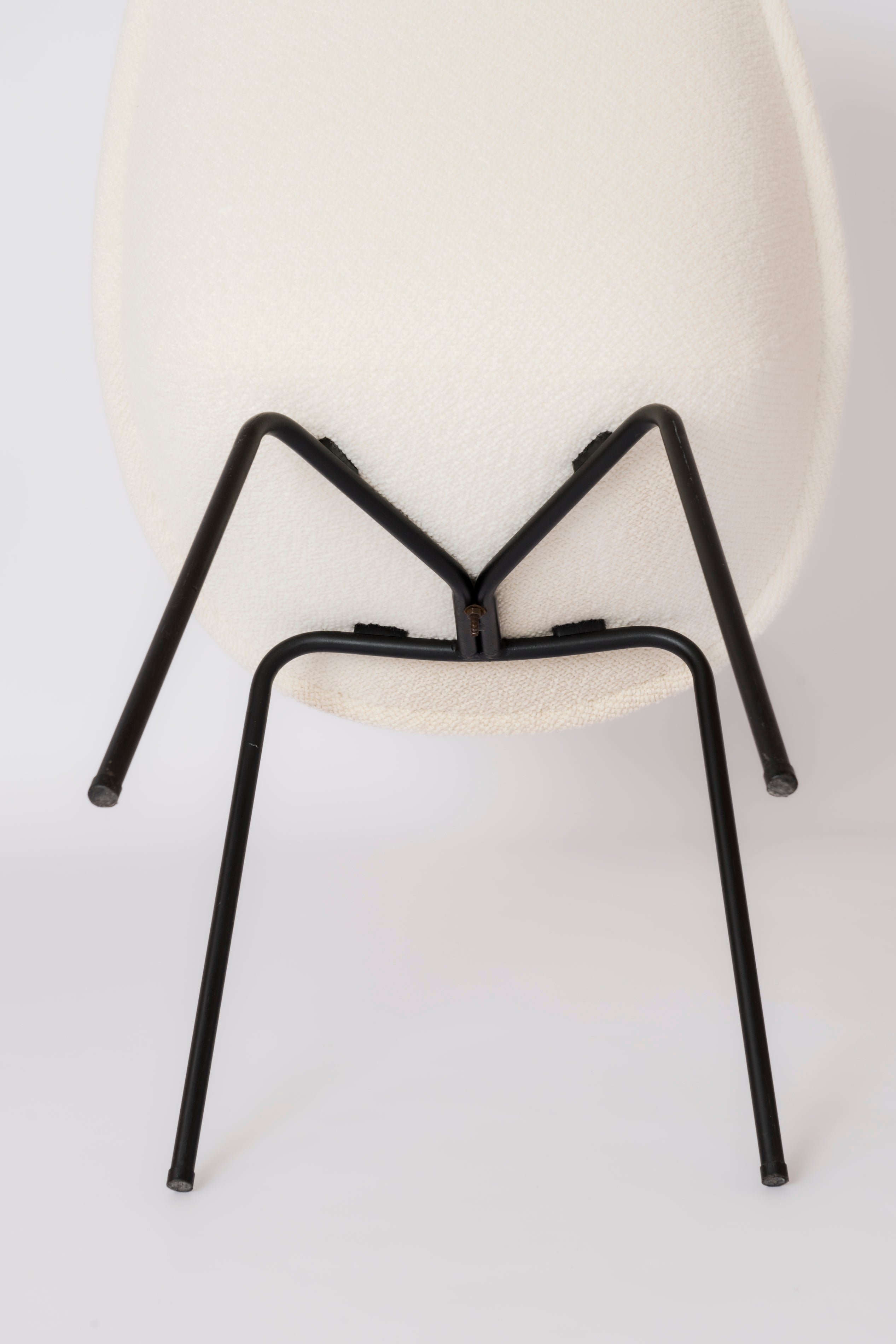 Black Enamel Steel & Lelievre Off White Boucle Chair by Dangles & Defrance