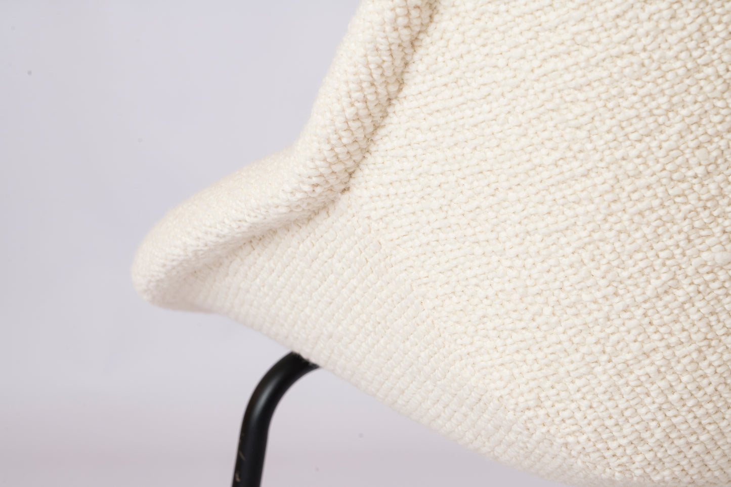 Black Enamel Steel & Lelievre Off White Boucle Chair by Dangles & Defrance