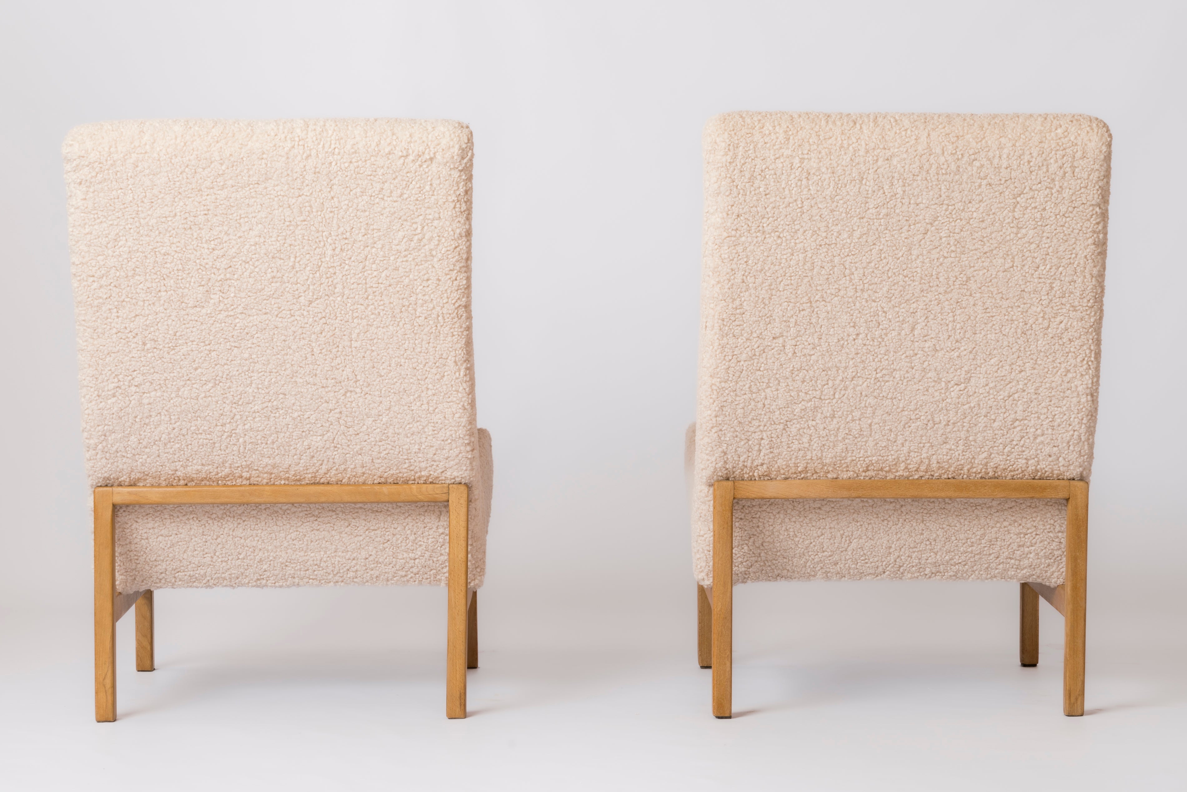 Ash & Cream Boucle Chairs by Guariche, Mortier, Motte for ARP, France, 1955
