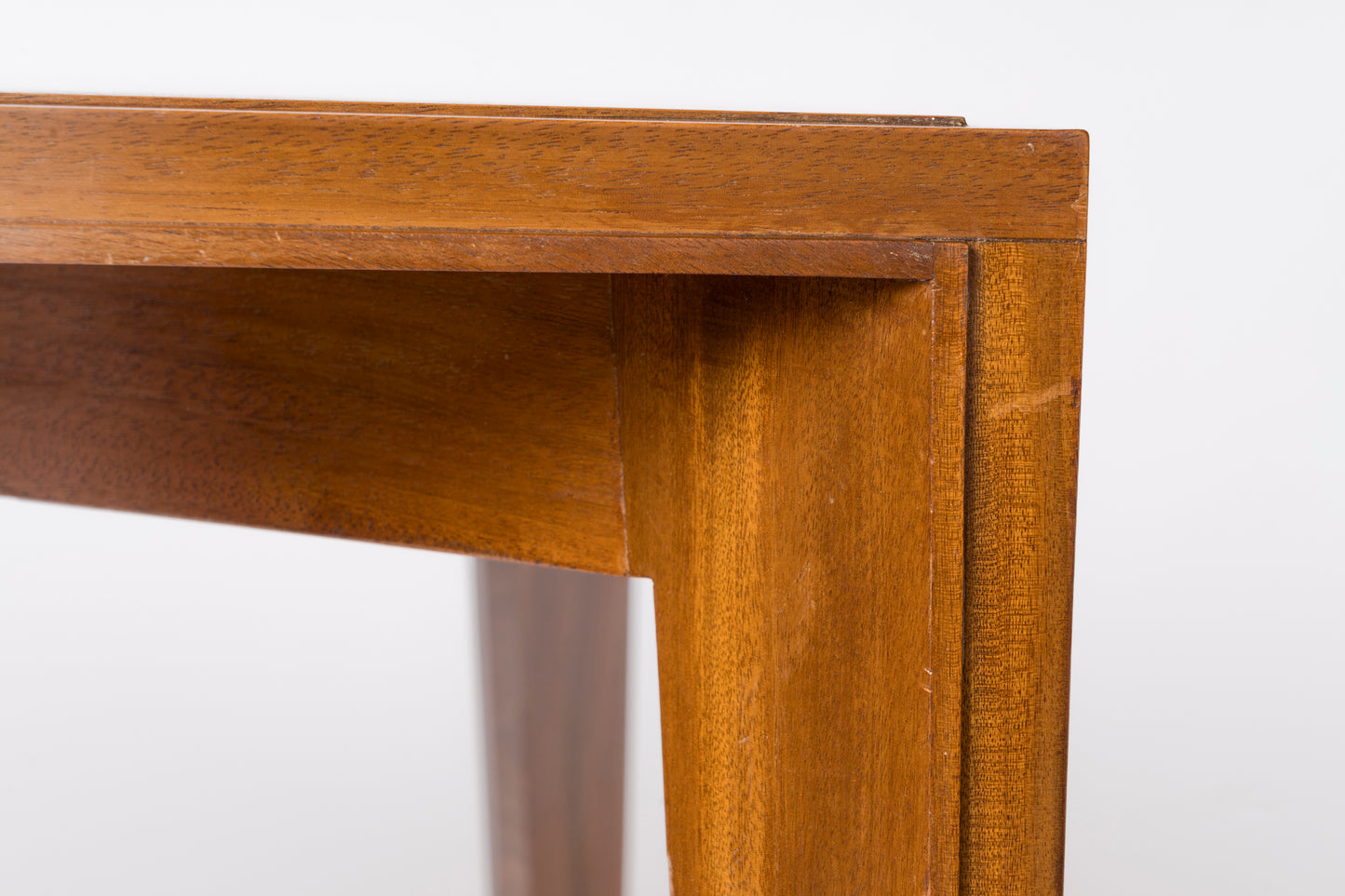 Tappered Legs Square Cherry Tree Marquetry Scandinavian Table - 1960's