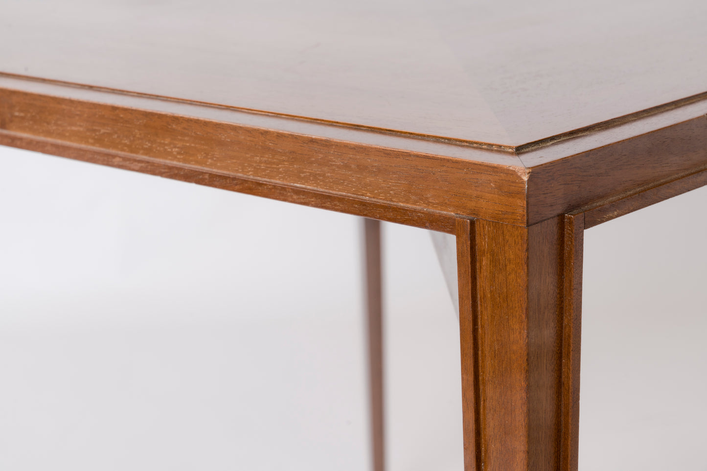 Tappered Legs Square Cherry Tree Marquetry Scandinavian Table - 1960's