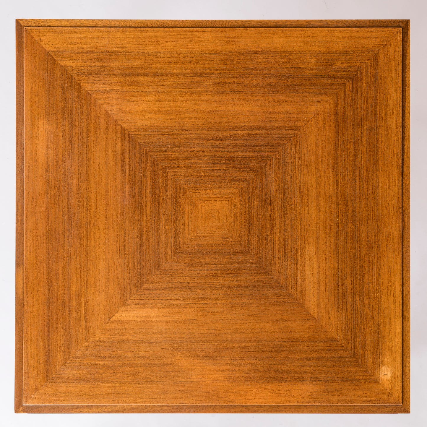 Tappered Legs Square Cherry Tree Marquetry Scandinavian Table - 1960's