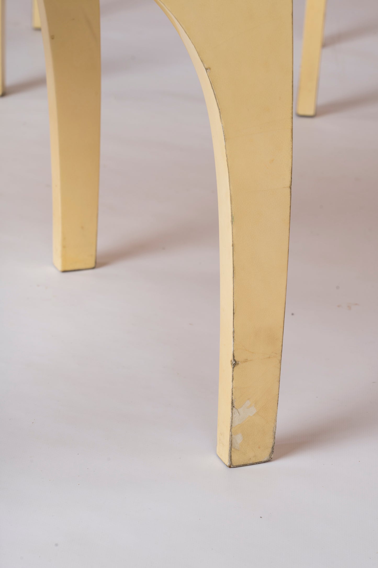 Six Cream Velum & Chiné Upholstery Chairs att. to Aldo Tura - Italy 1970's
