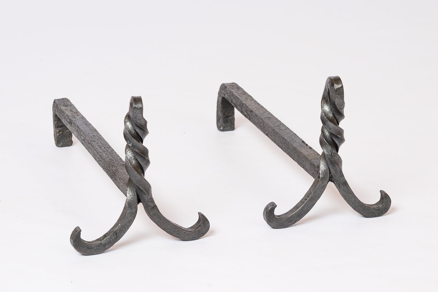 Modernist Wrought Iron Andirons in style Edgard Brandt - France 1960's