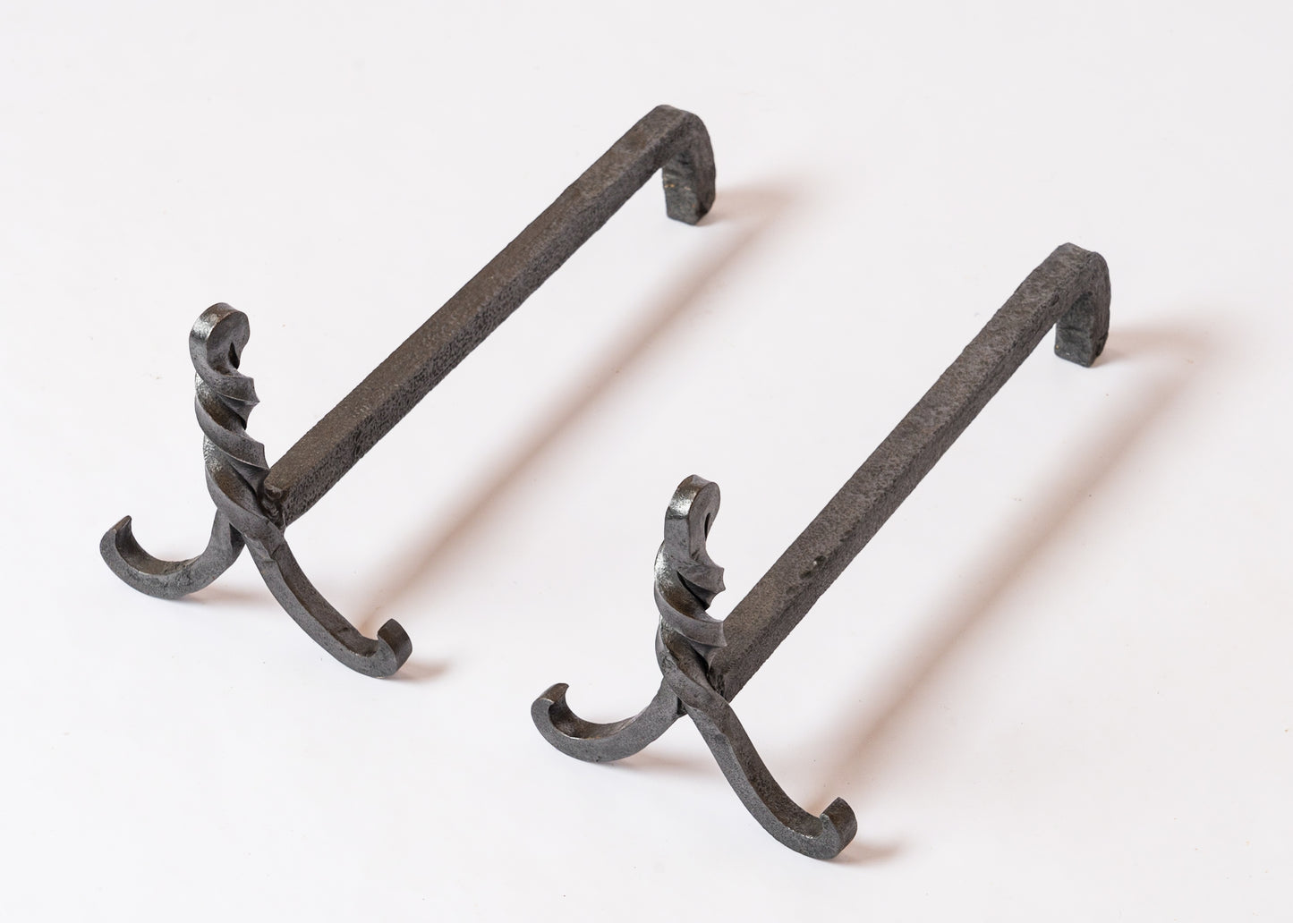 Modernist Wrought Iron Andirons in style Edgard Brandt - France 1960's