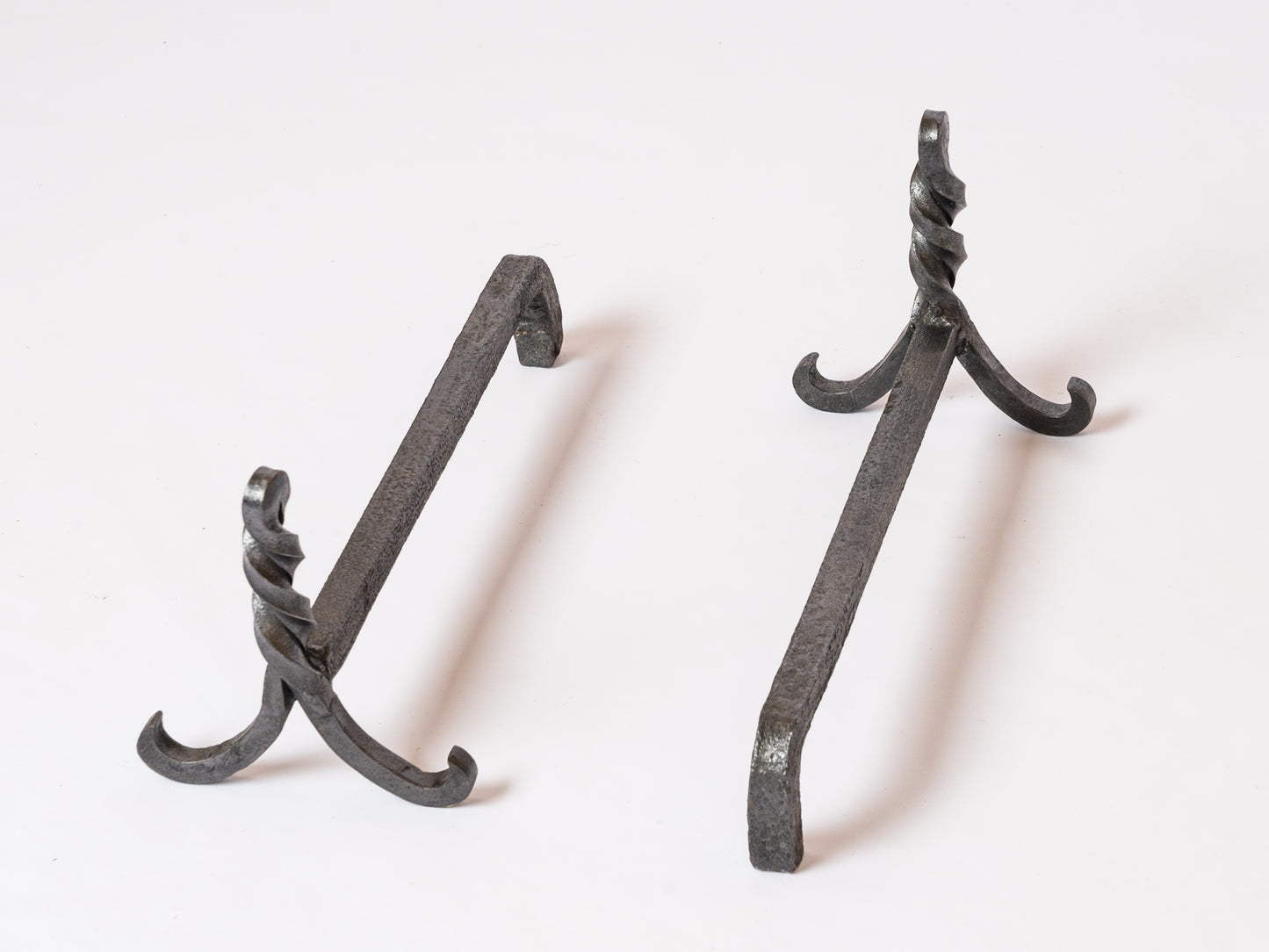 Modernist Wrought Iron Andirons in style Edgard Brandt - France 1960's