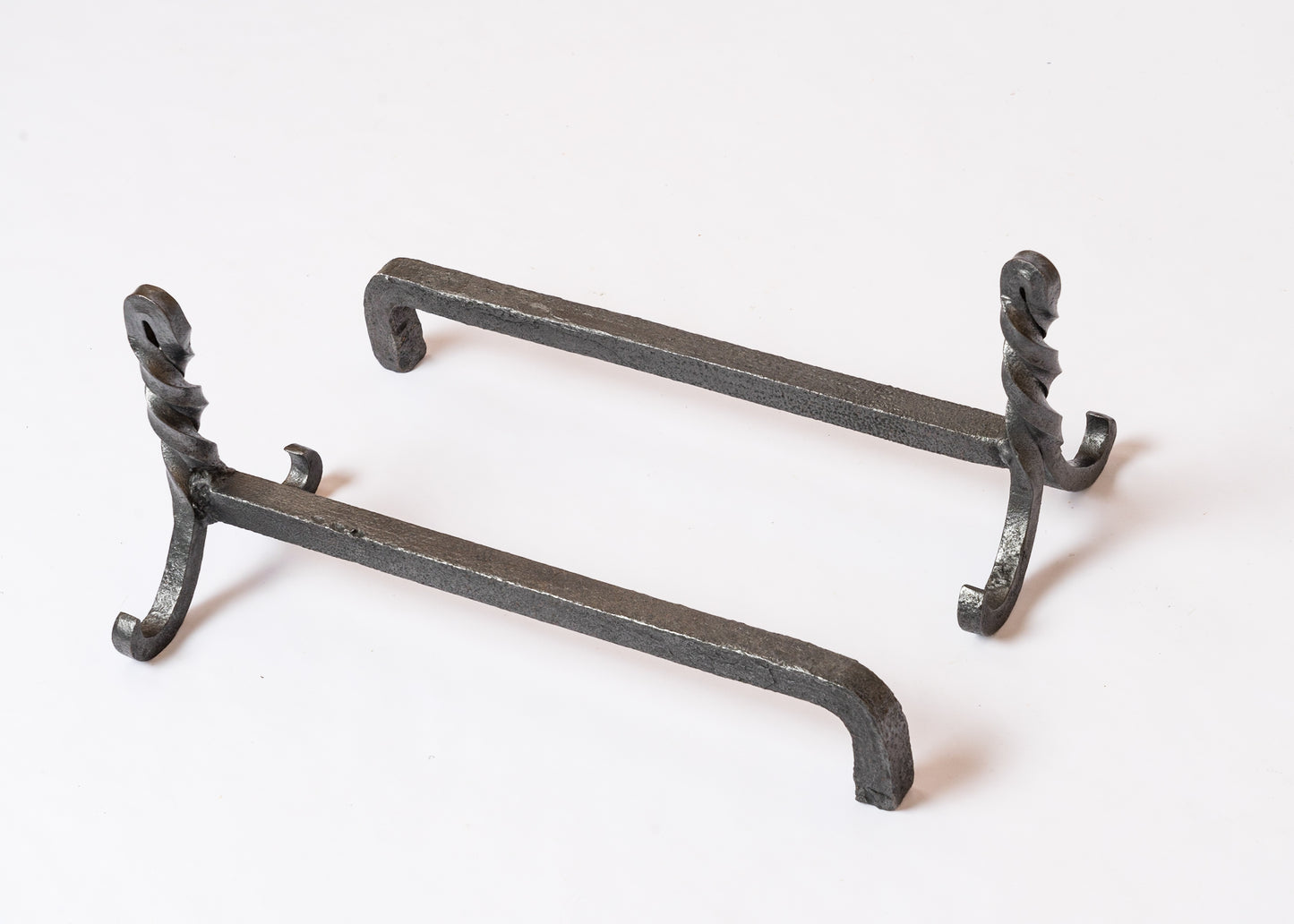 Modernist Wrought Iron Andirons in style Edgard Brandt - France 1960's