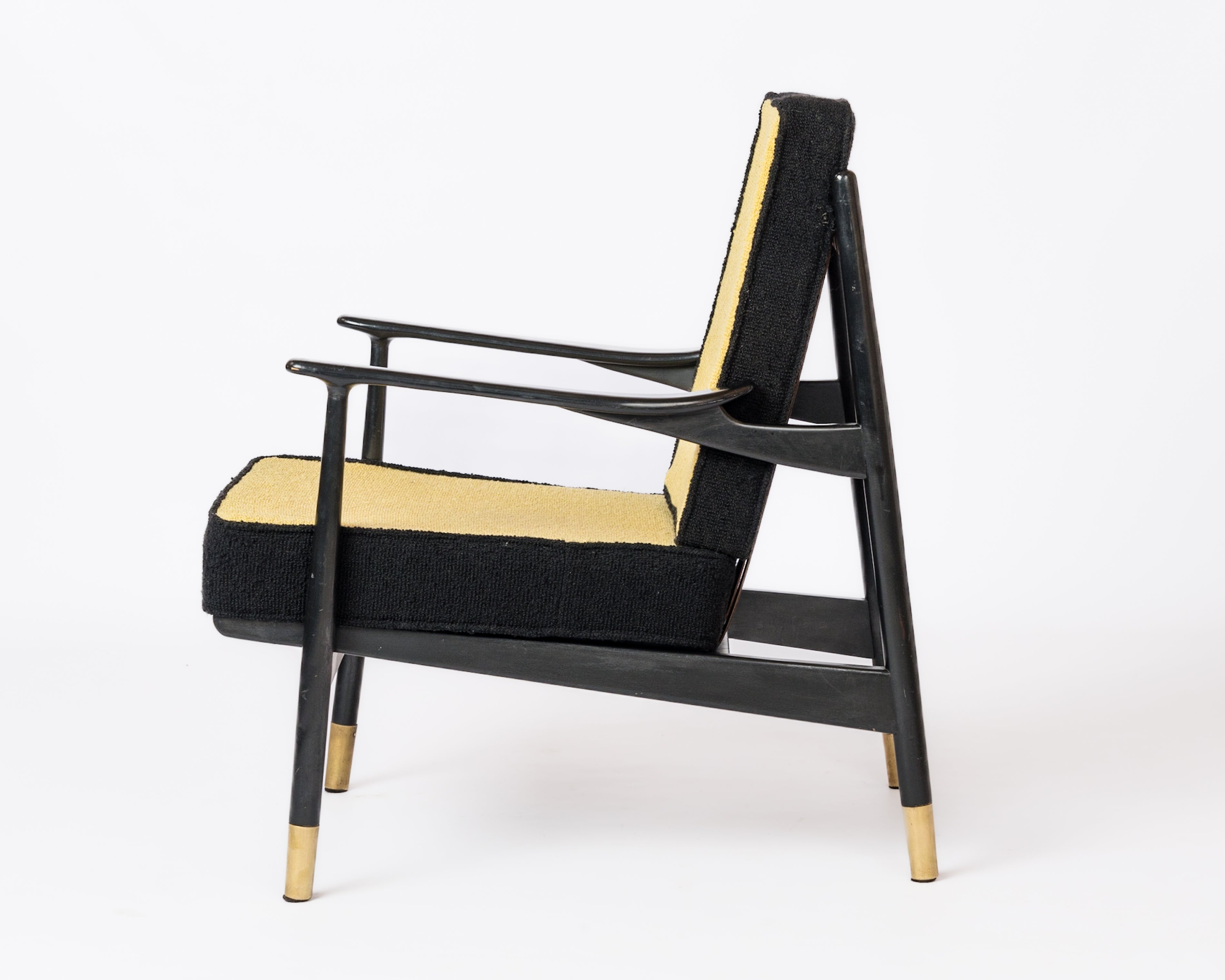 Mid Century Black Lacquered Wood Armchair in style of Gio Ponti - Italy 1960's