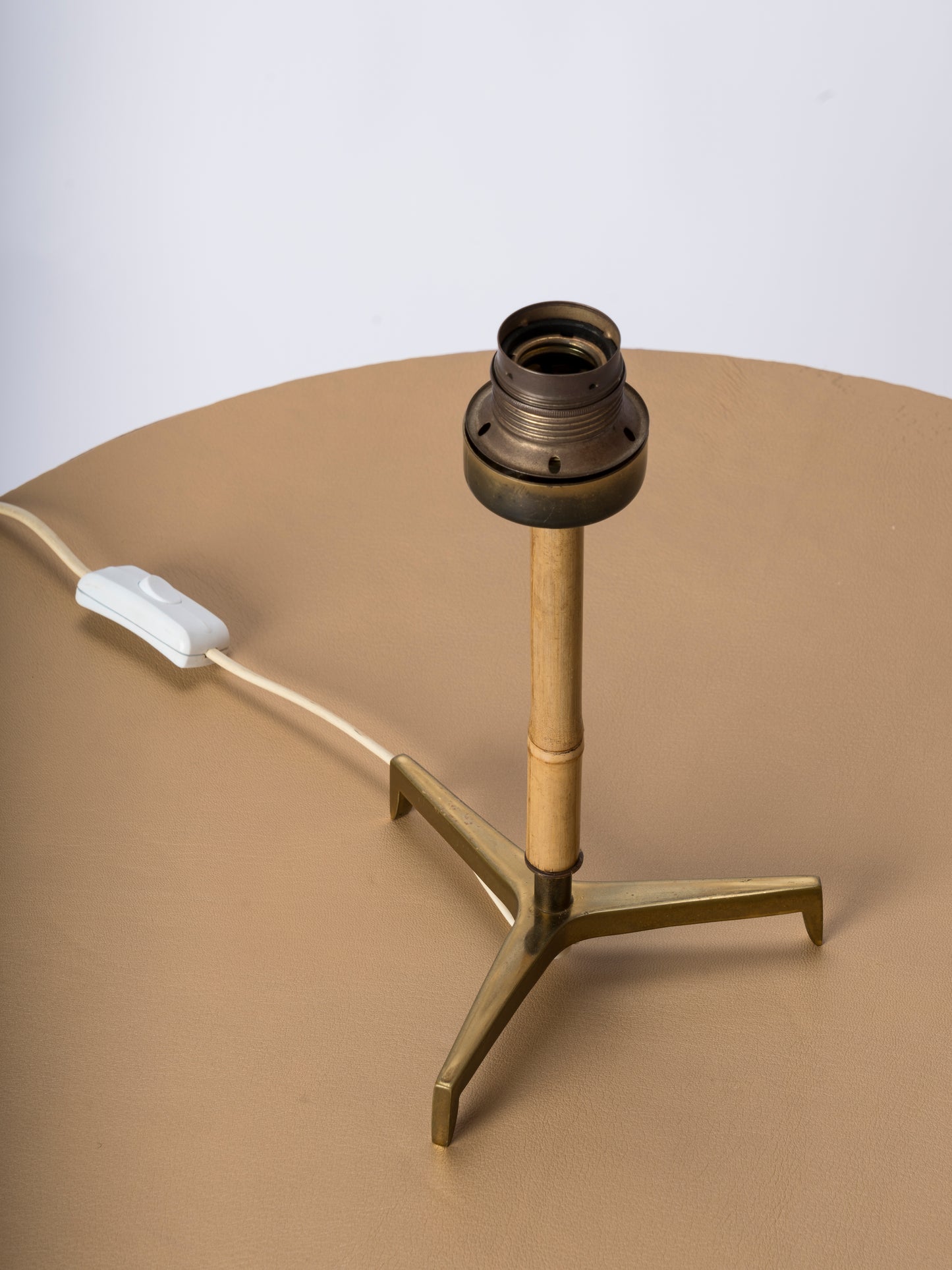 Petite Bronze & Bamboo Scandinavian Table Lamp - Scandinavia 1960's