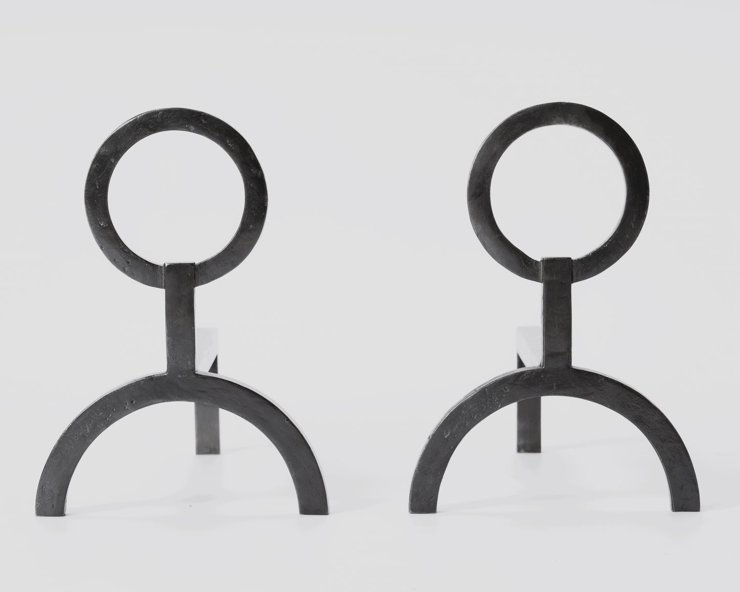 Neo Classical Graphite Andirons in the style of Adnet - France