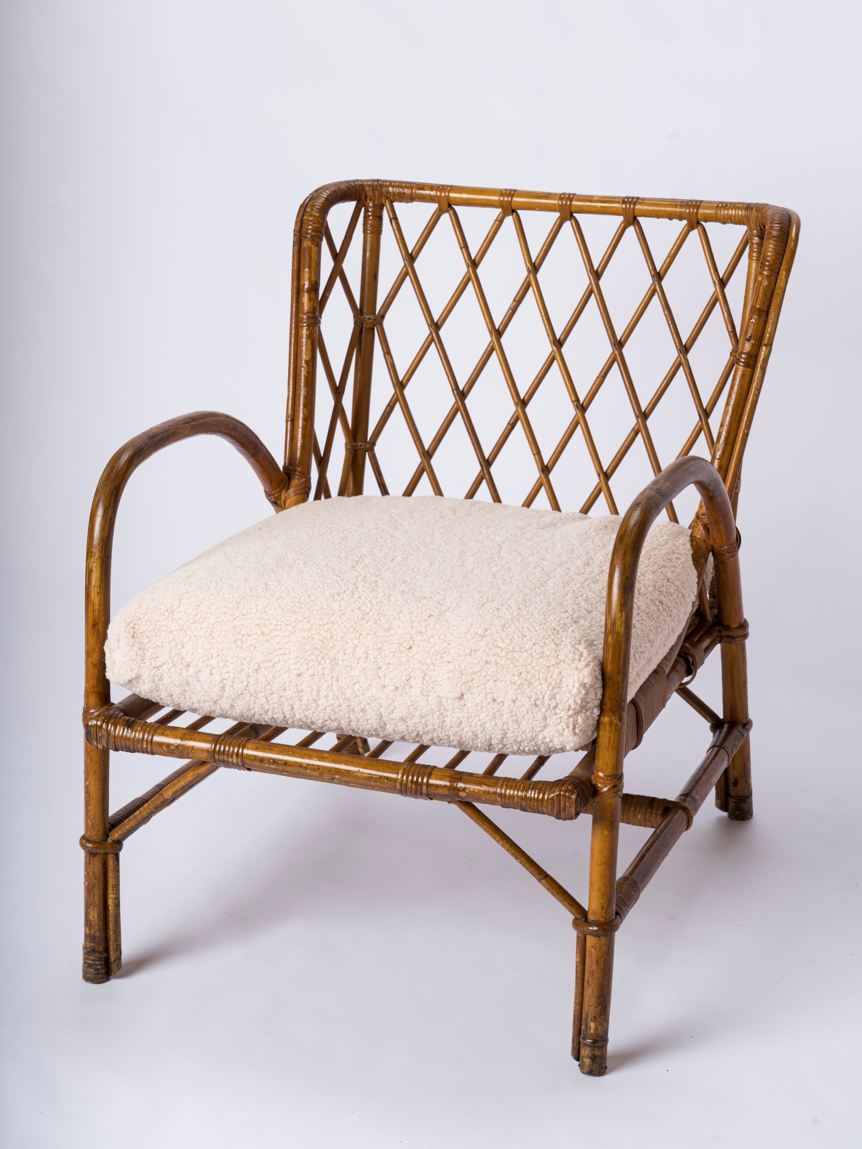 Mid-century Rattan Armchair by Jacques Quinet - France 1960's