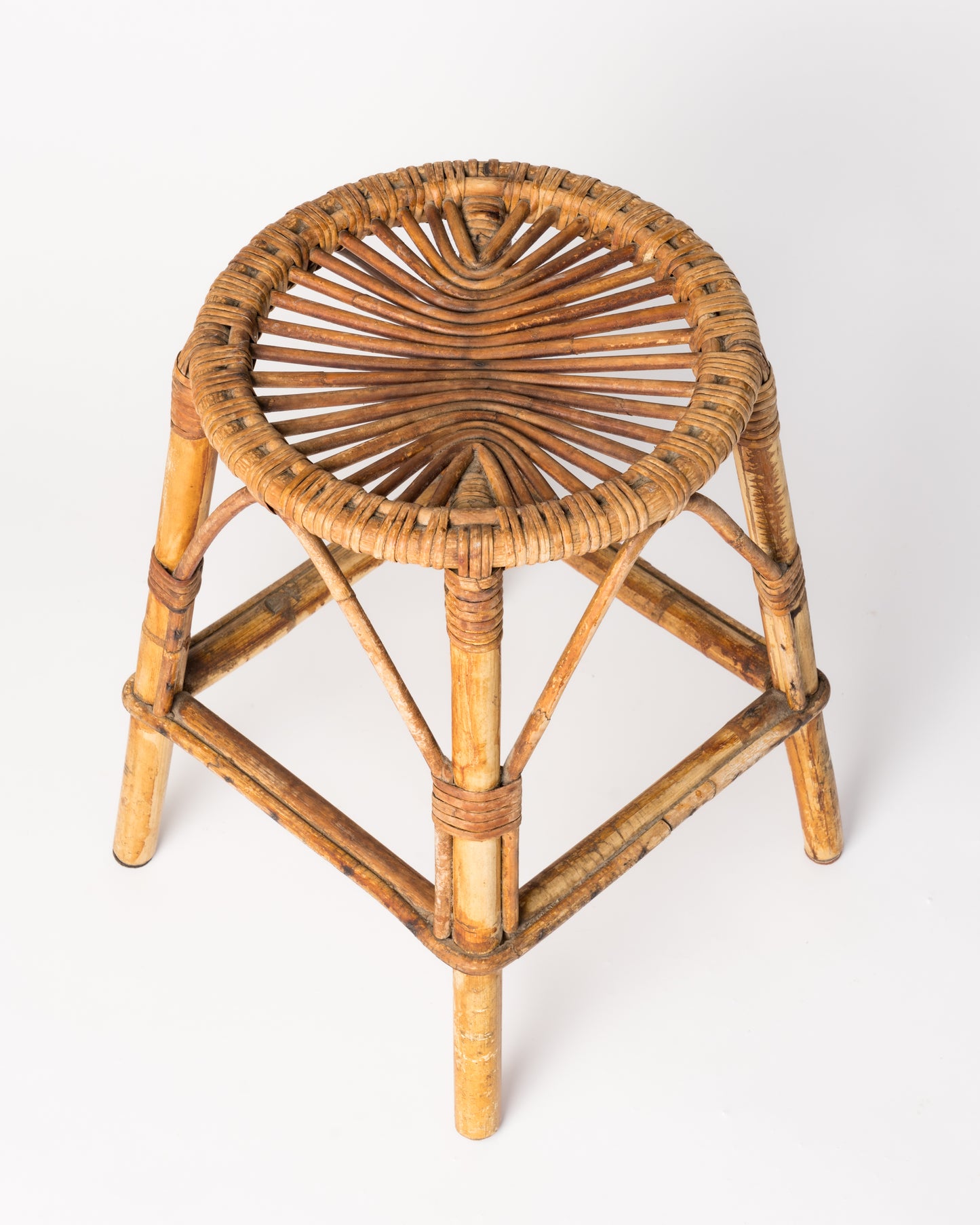 Modernist Rattan Stool, France, 1960's