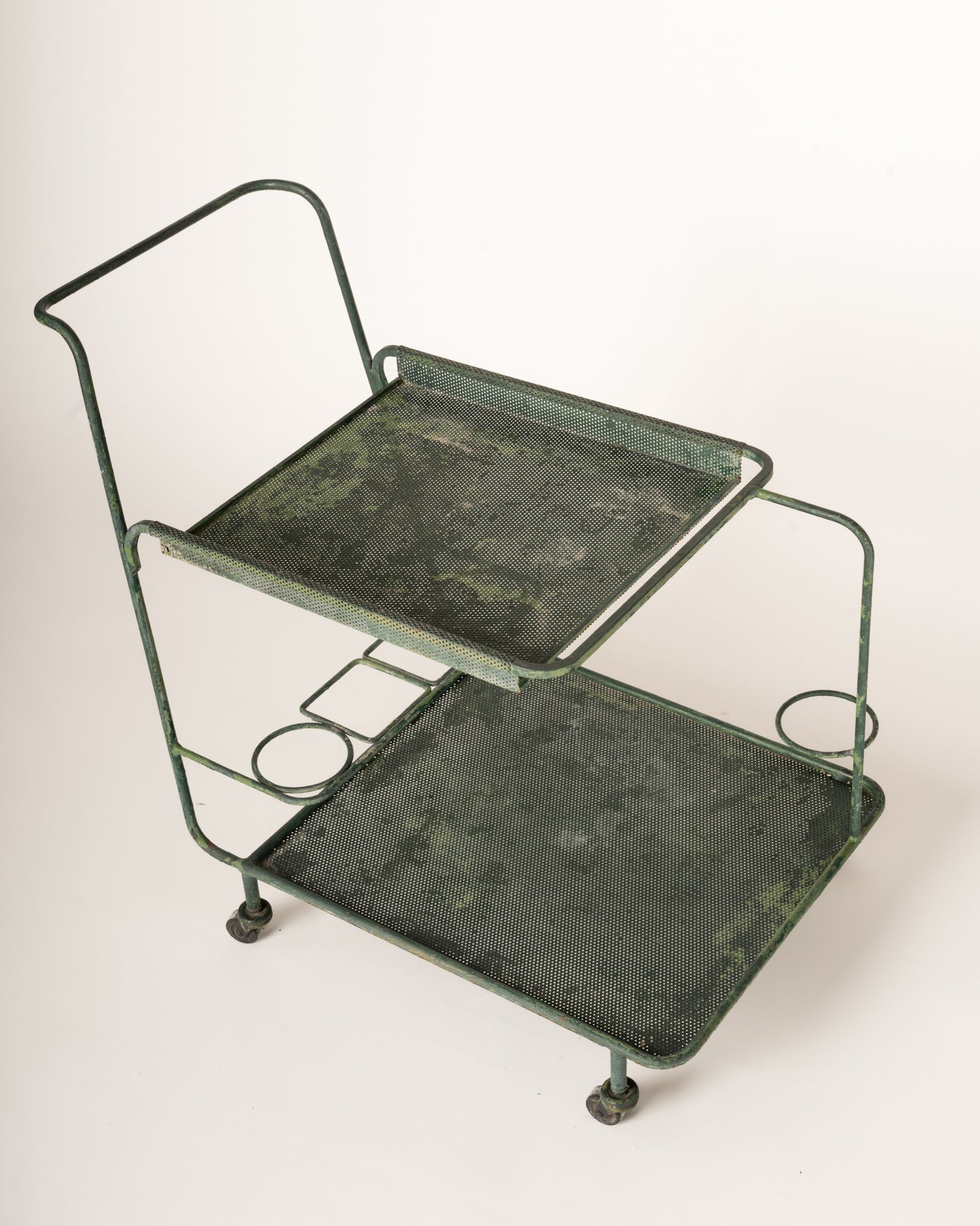 Mathieu Mategot Forest Green "Gin" Bar Cart - France 1960's