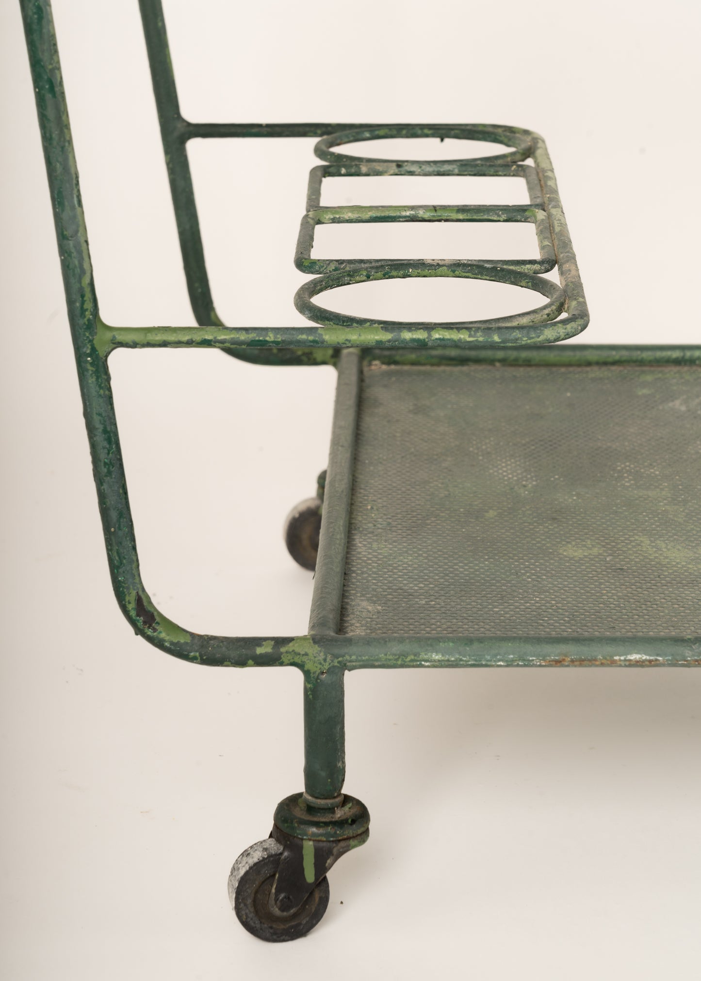 Mathieu Mategot Forest Green "Gin" Bar Cart - France 1960's