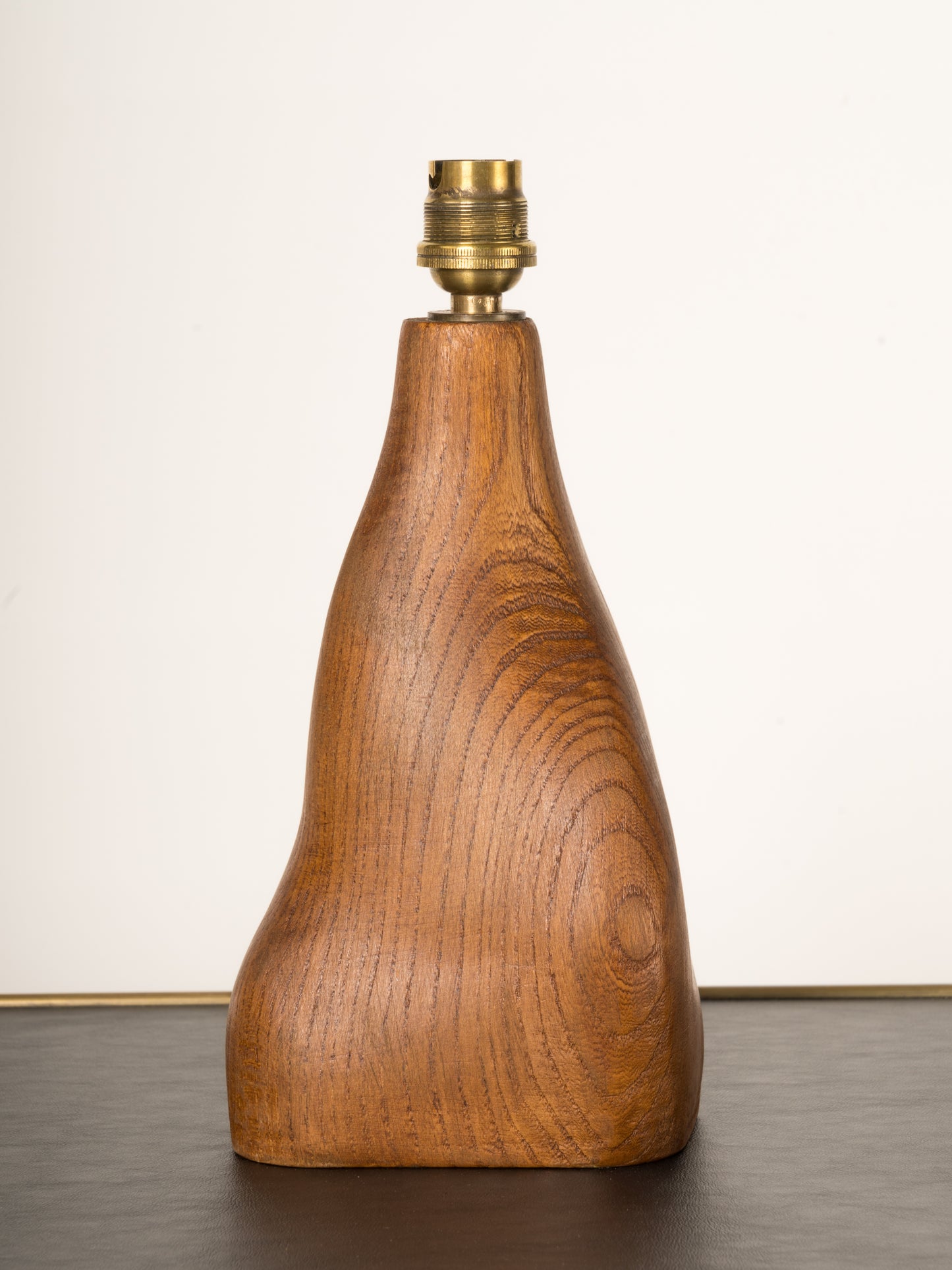 Petite Organic Shape Solid Oak Table Lamp, France, 1960's