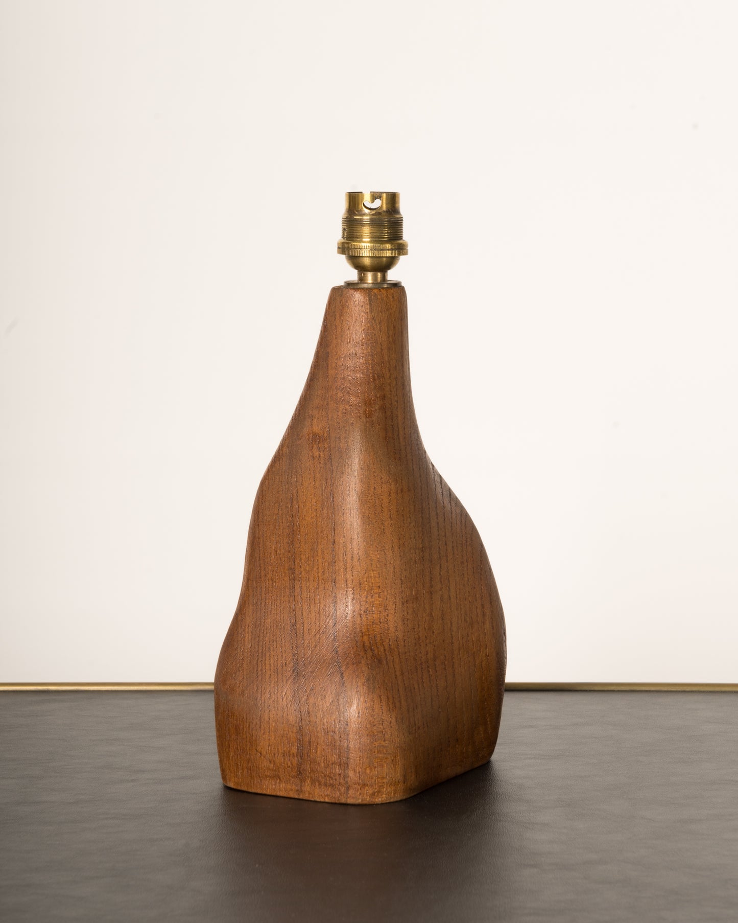 Petite Organic Shape Solid Oak Table Lamp, France, 1960's