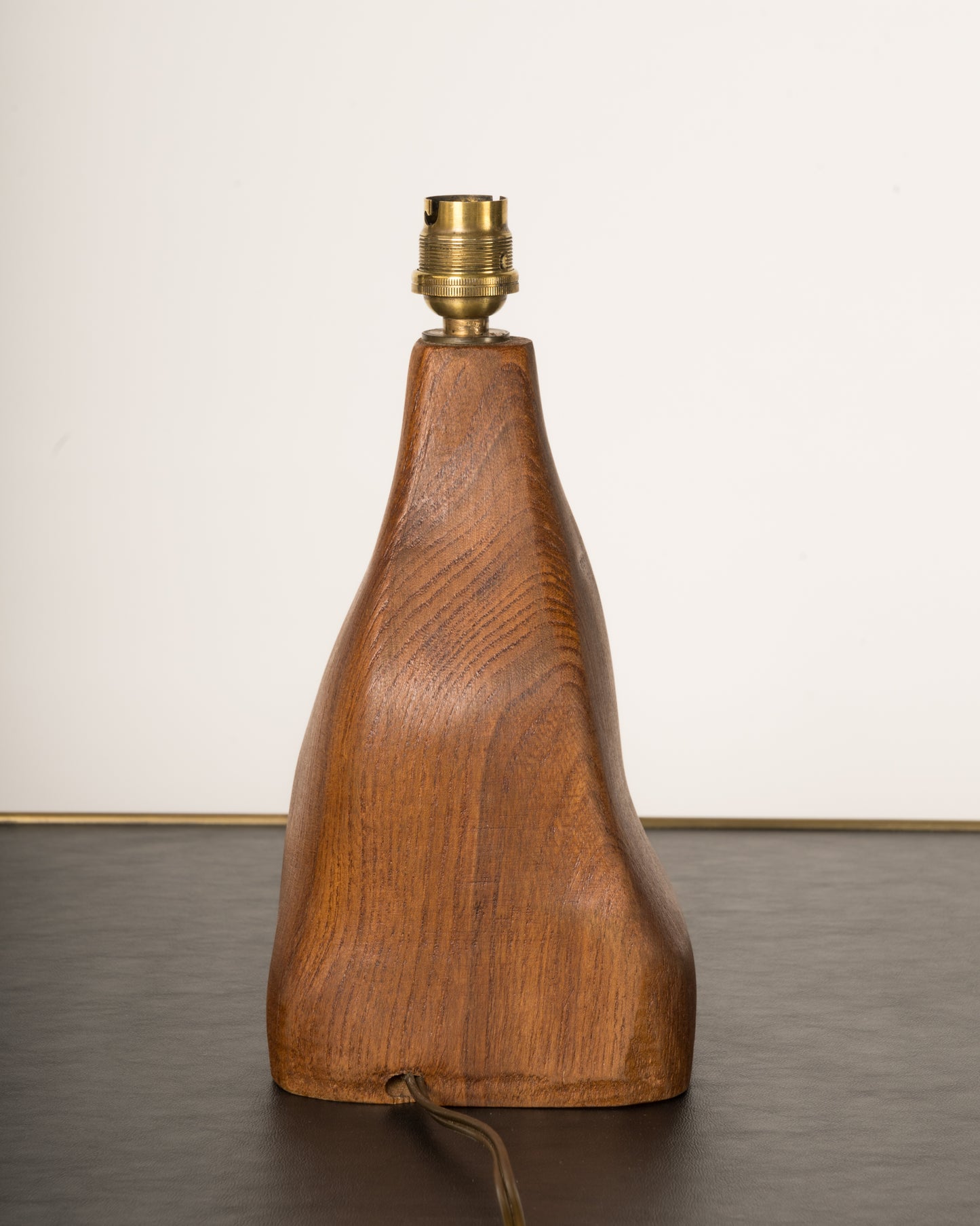 Petite Organic Shape Solid Oak Table Lamp, France, 1960's
