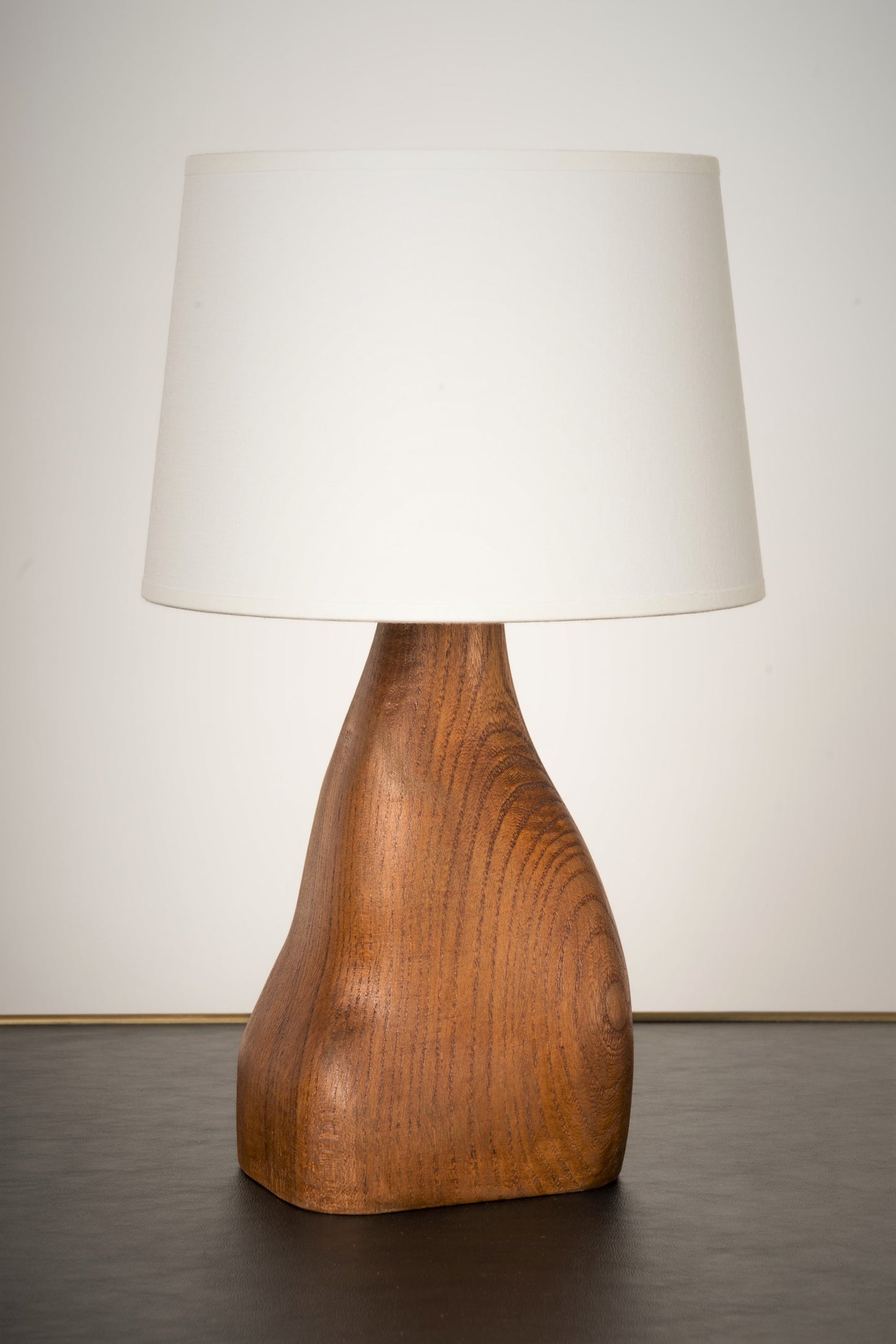 Petite Organic Shape Solid Oak Table Lamp, France, 1960's