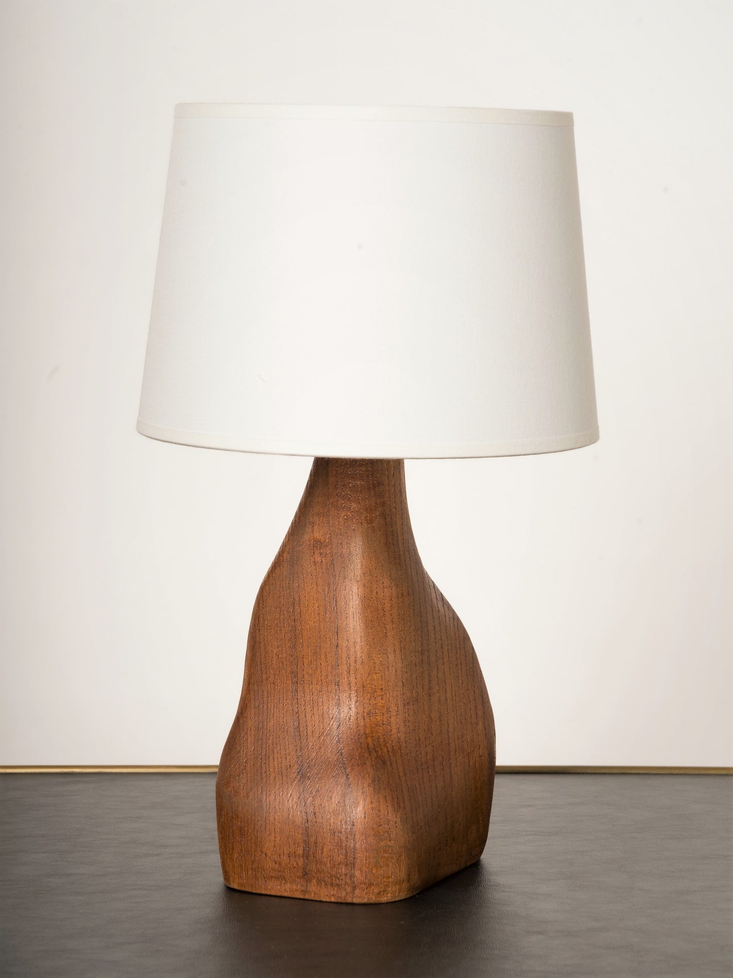 Petite Organic Shape Solid Oak Table Lamp, France, 1960's