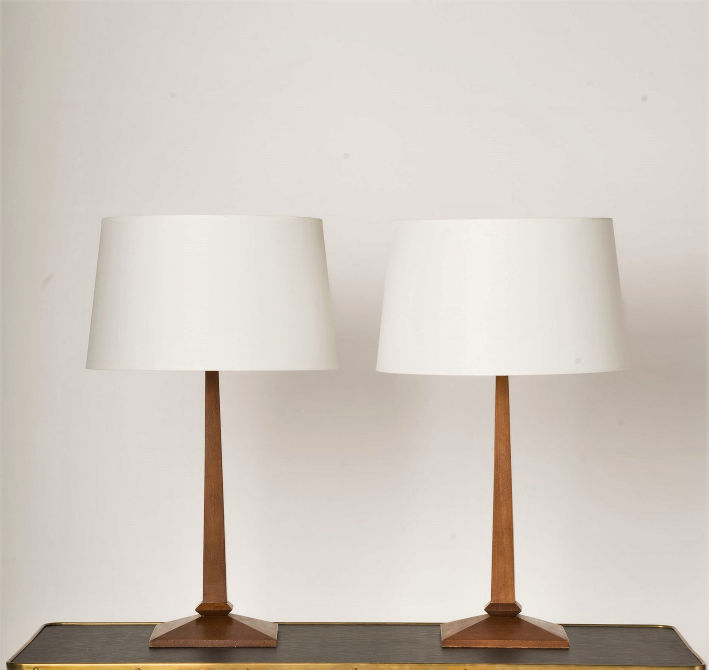 Pair of Minimalist Wood Table Lamps - France 1970's