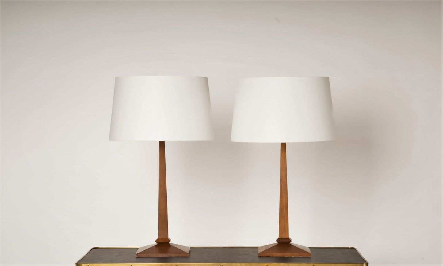 Pair of Minimalist Wood Table Lamps - France 1970's
