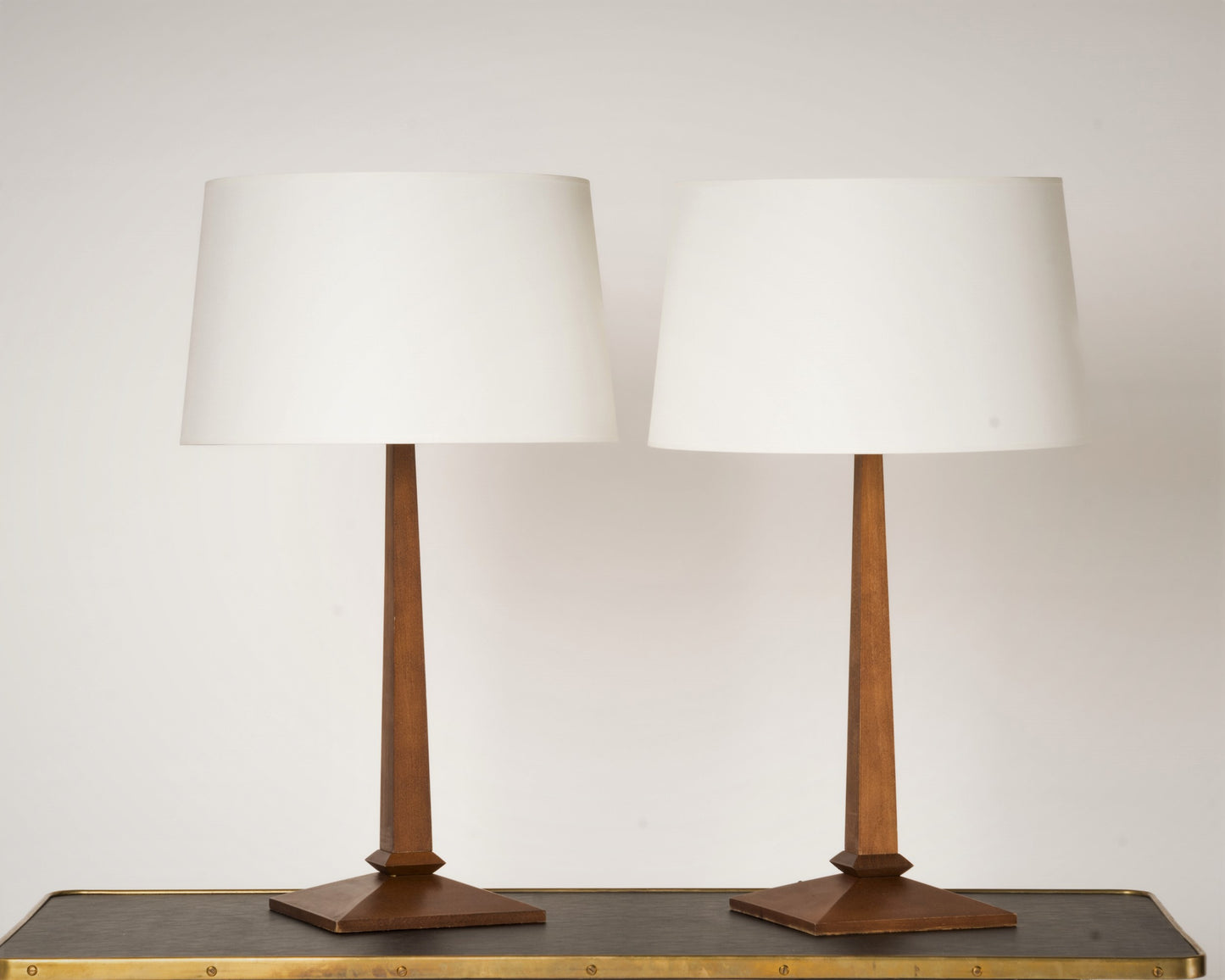 Pair of Minimalist Wood Table Lamps - France 1970's