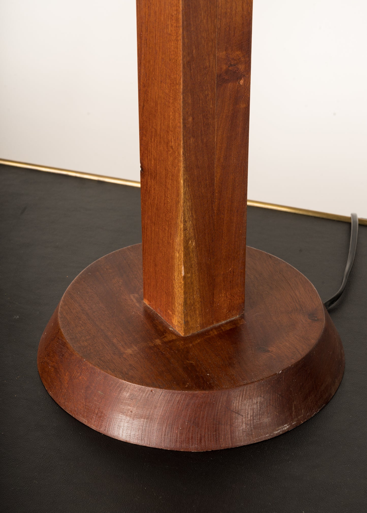 Pair of Minimalist Solid Teak Table Lamps - France 1970's