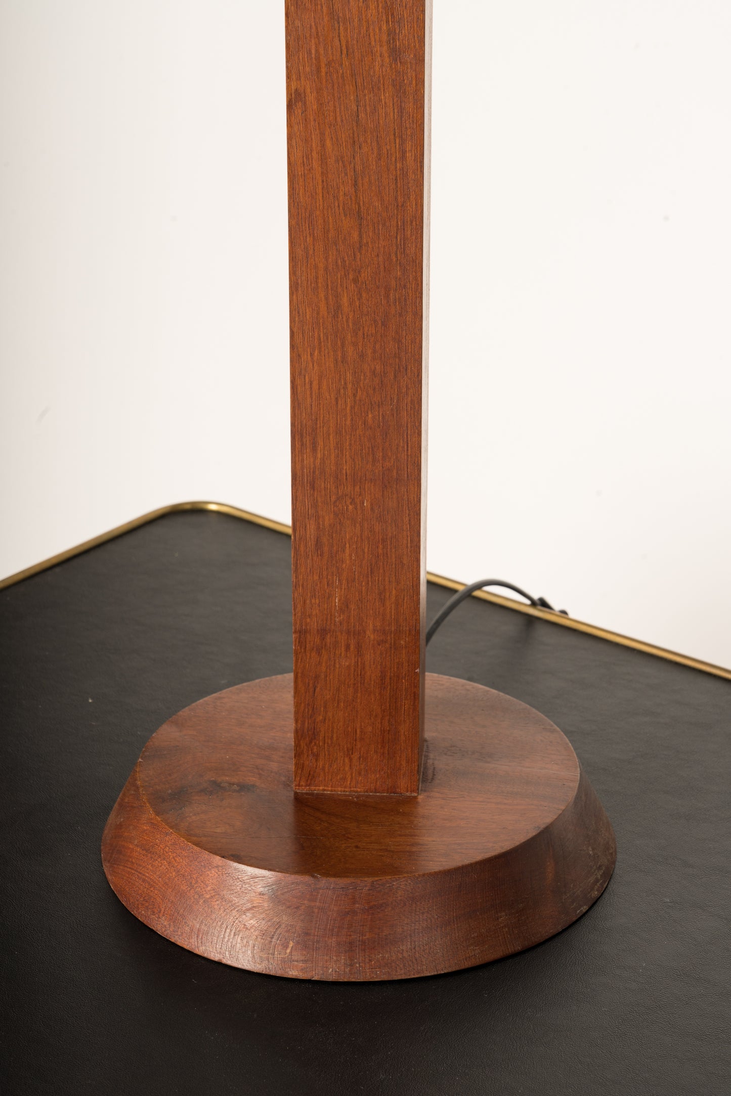 Pair of Minimalist Solid Teak Table Lamps - France 1970's