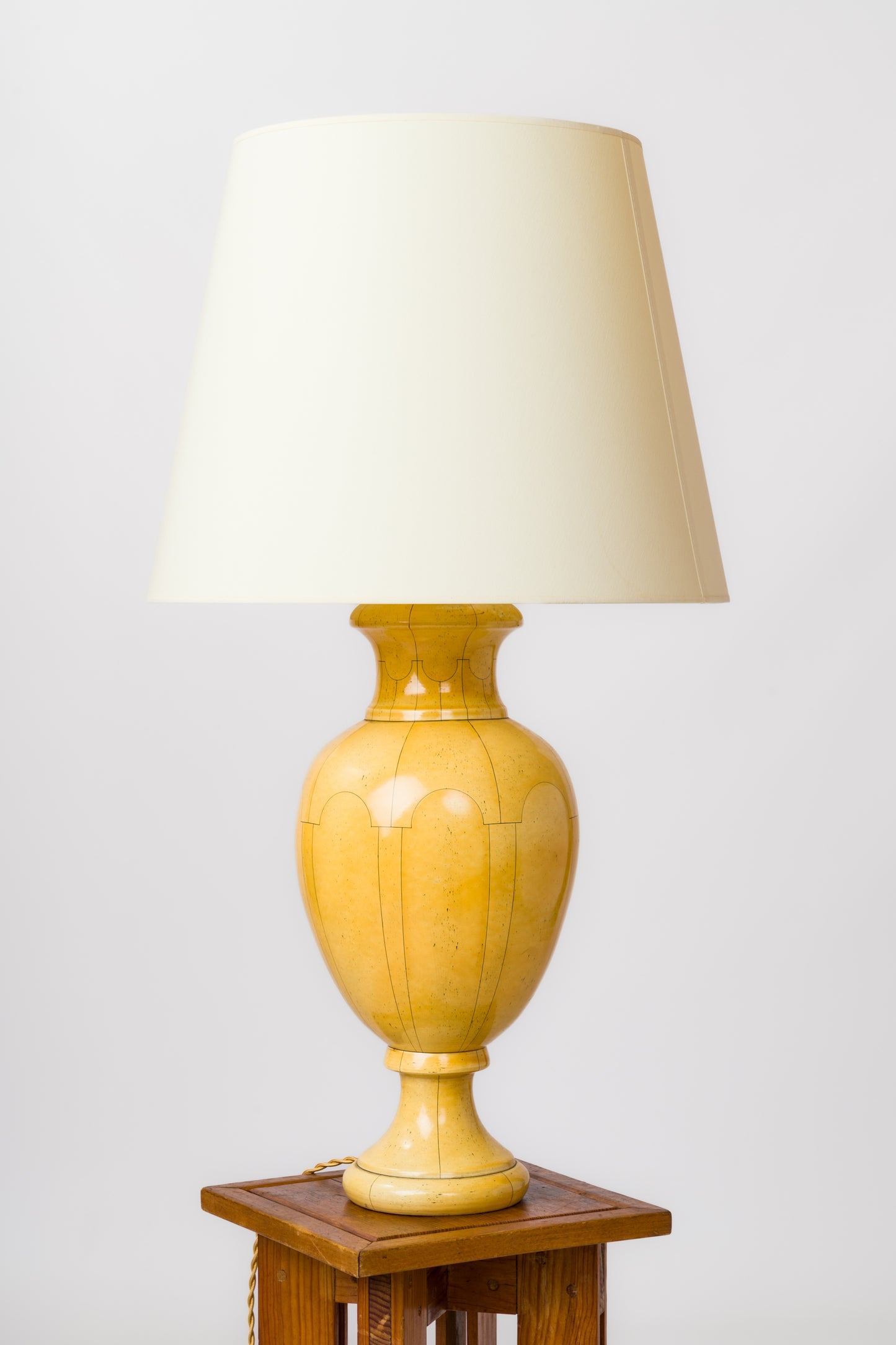 Signed Faux Ivory "Trompe l'Oeil" Table Lamp by Jean Roger - France 1980's