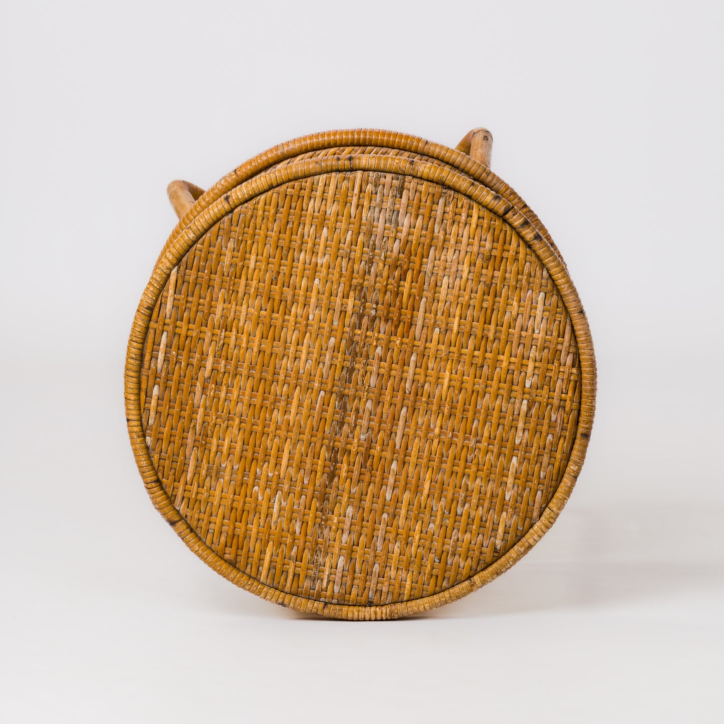 Two Tiered Rattan Gueridon w. Crossed Legs - France 1960's