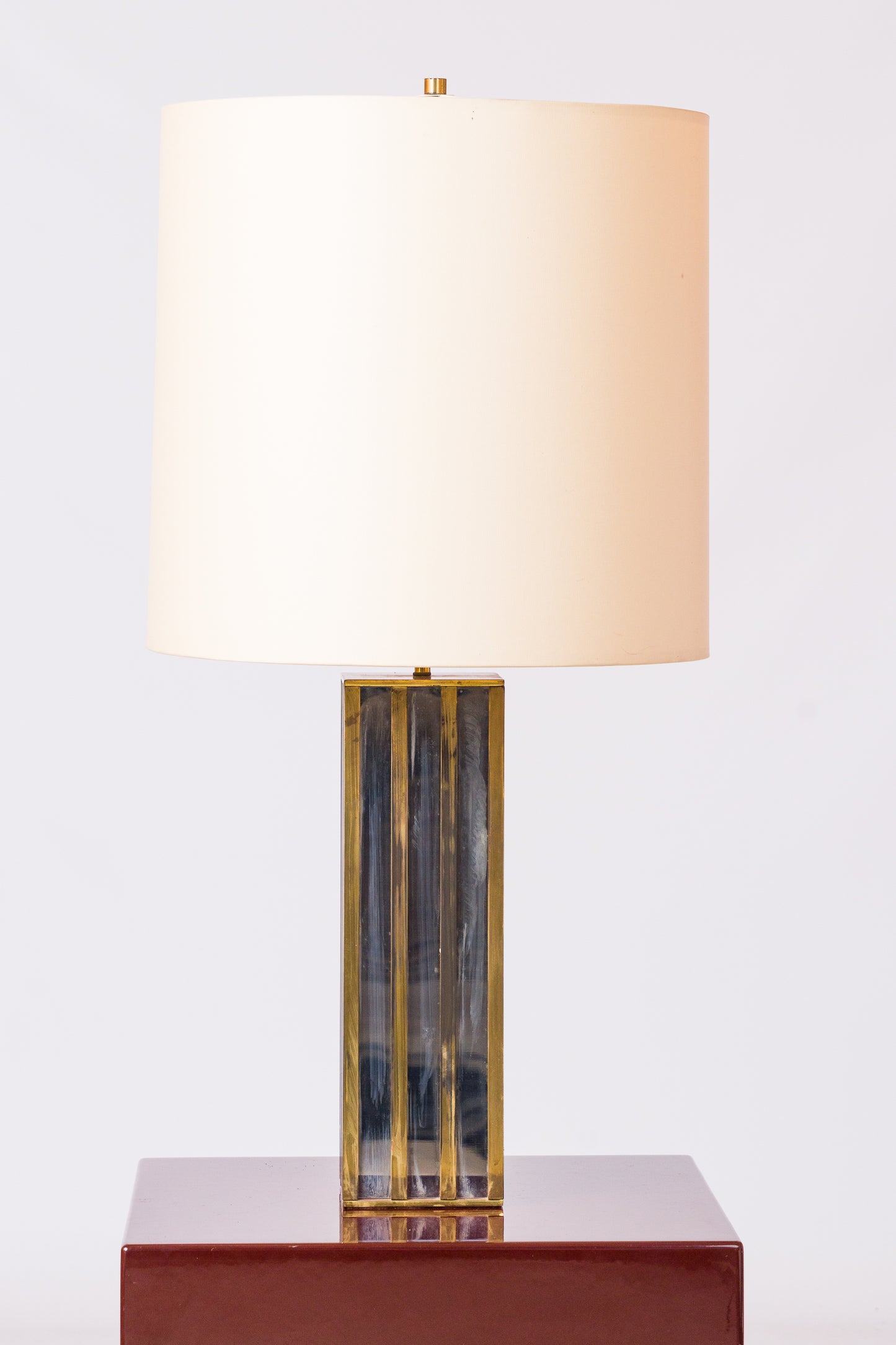 Nickel & Bronze "Building" Table Lamp by Jacques Charpentier - France 1970's