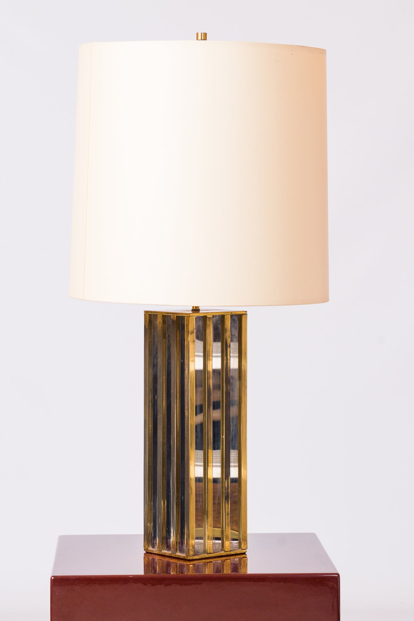 Nickel & Bronze "Building" Table Lamp by Jacques Charpentier - France 1970's
