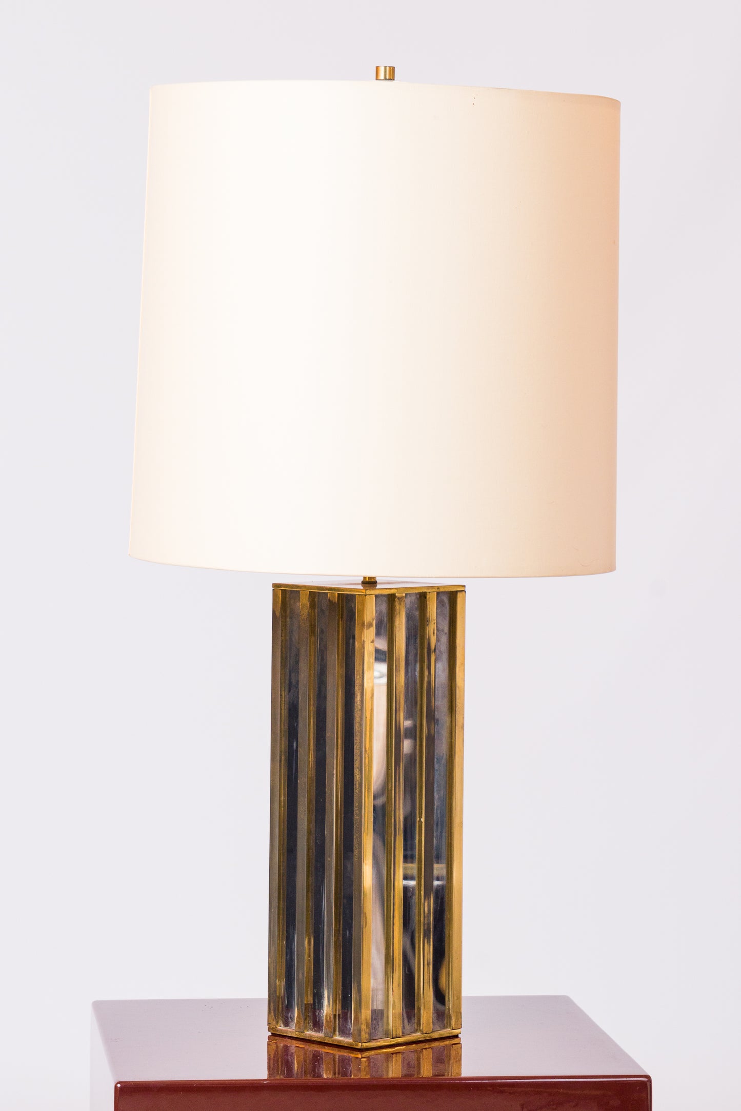 Nickel & Bronze "Building" Table Lamp by Jacques Charpentier - France 1970's