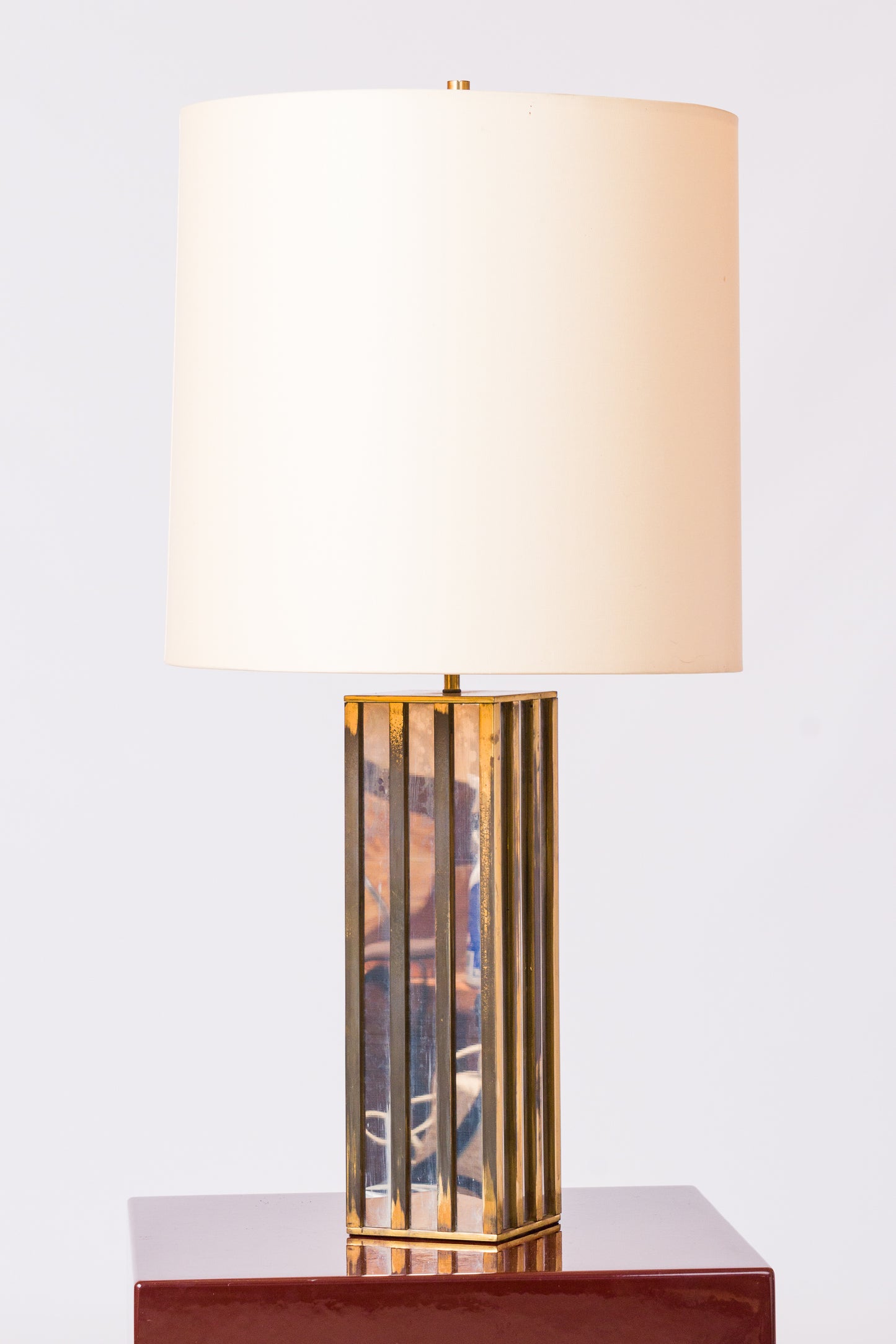 Nickel & Bronze "Building" Table Lamp by Jacques Charpentier - France 1970's