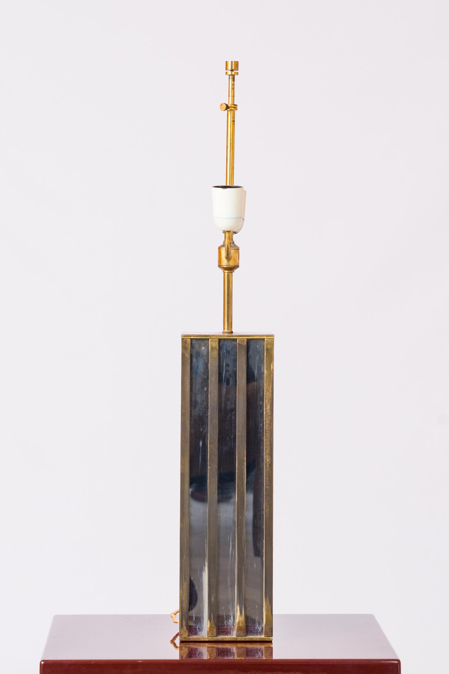 Nickel & Bronze "Building" Table Lamp by Jacques Charpentier - France 1970's