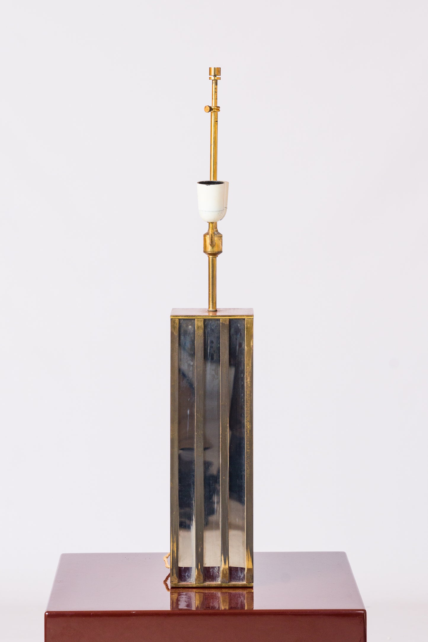 Nickel & Bronze "Building" Table Lamp by Jacques Charpentier - France 1970's
