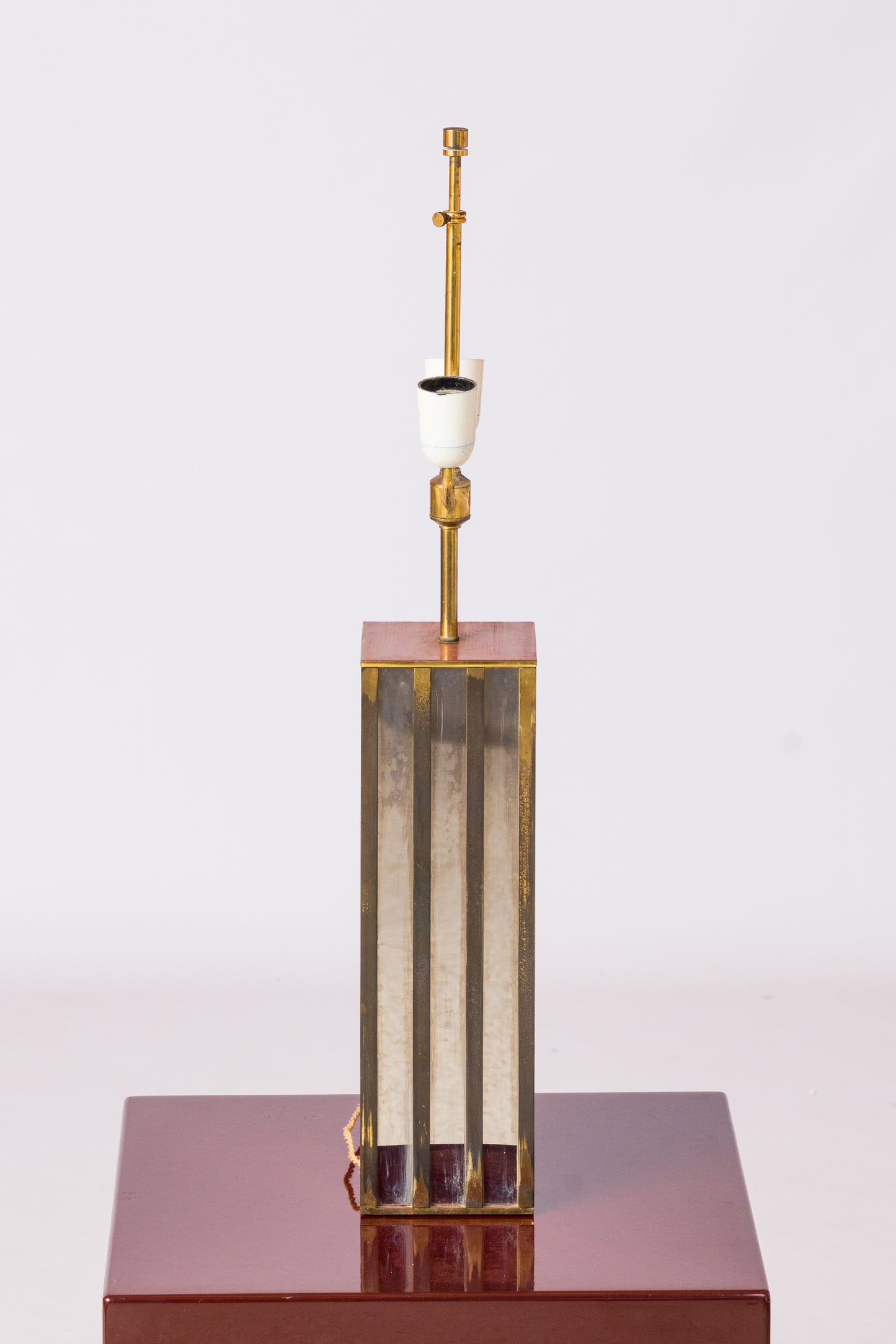 Nickel & Bronze "Building" Table Lamp by Jacques Charpentier - France 1970's