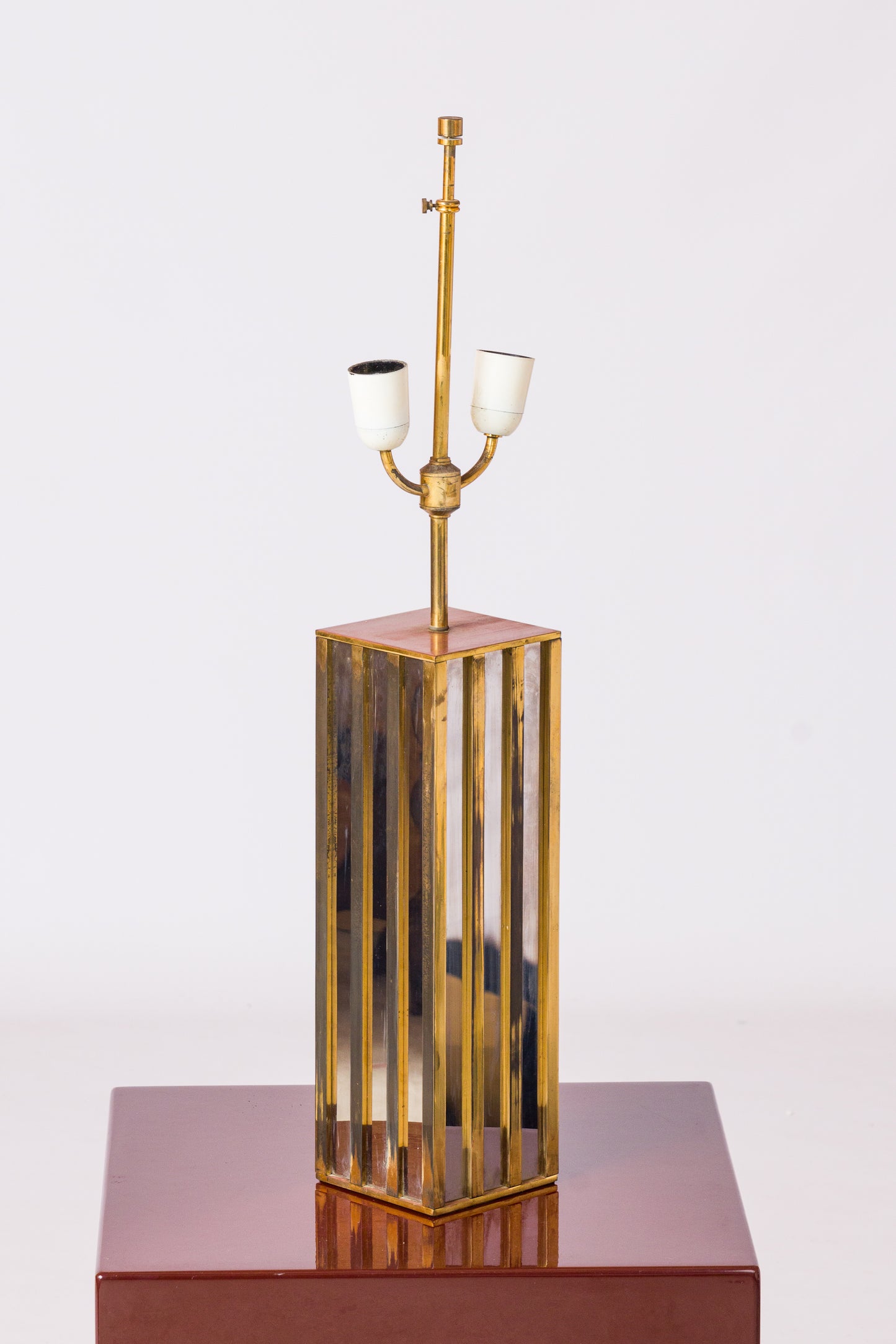 Nickel & Bronze "Building" Table Lamp by Jacques Charpentier - France 1970's