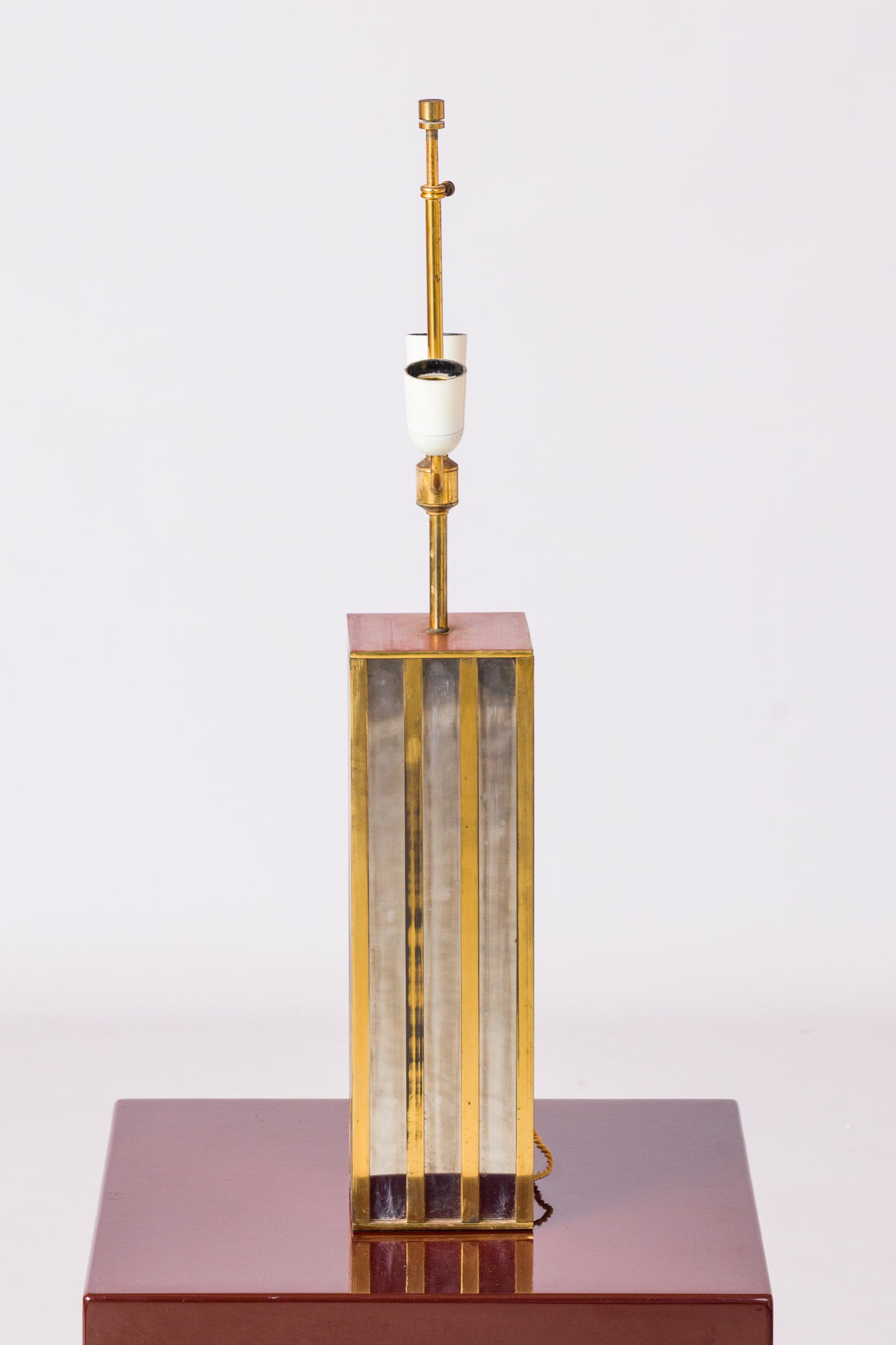 Nickel & Bronze "Building" Table Lamp by Jacques Charpentier - France 1970's
