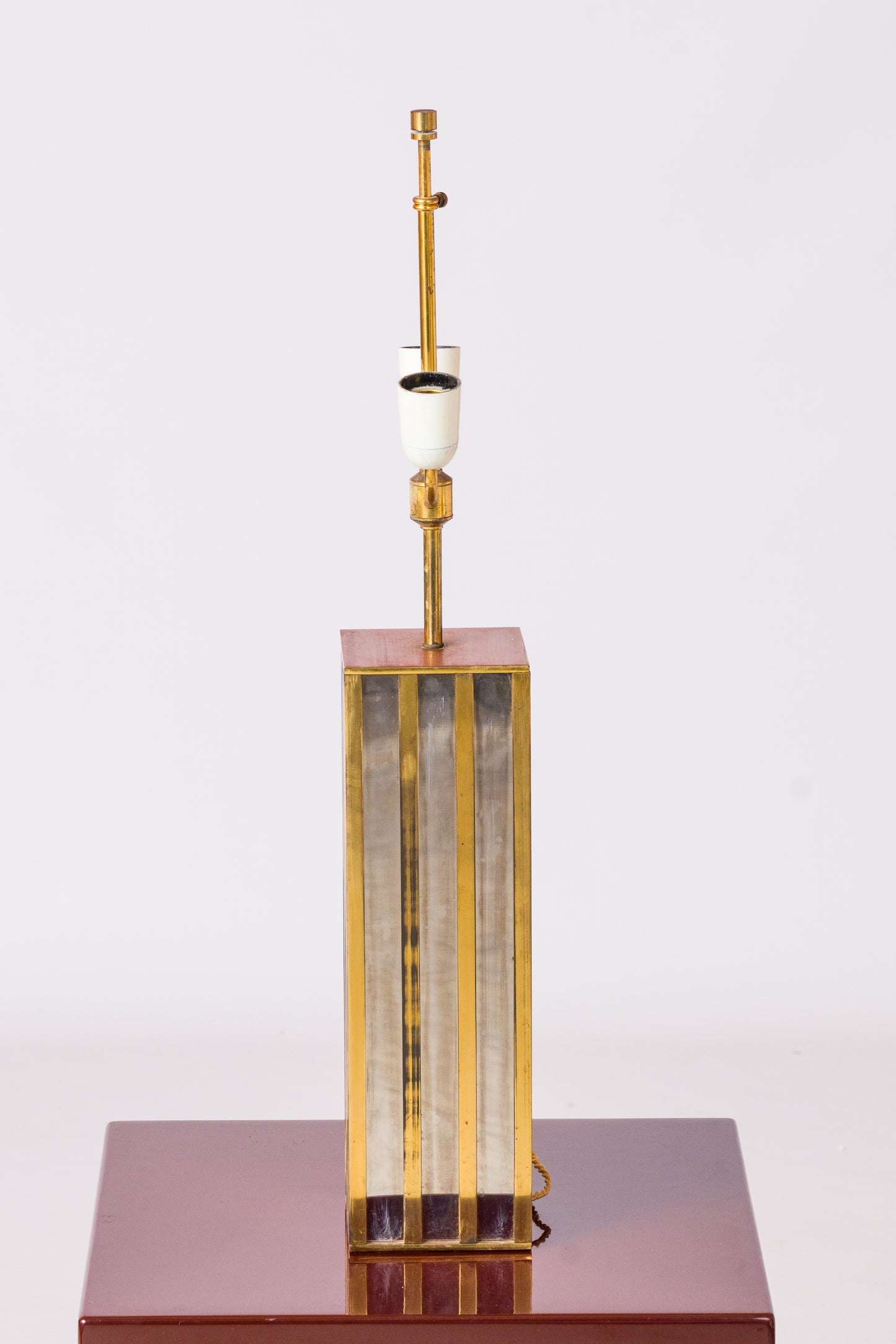 Nickel & Bronze "Building" Table Lamp by Jacques Charpentier - France 1970's