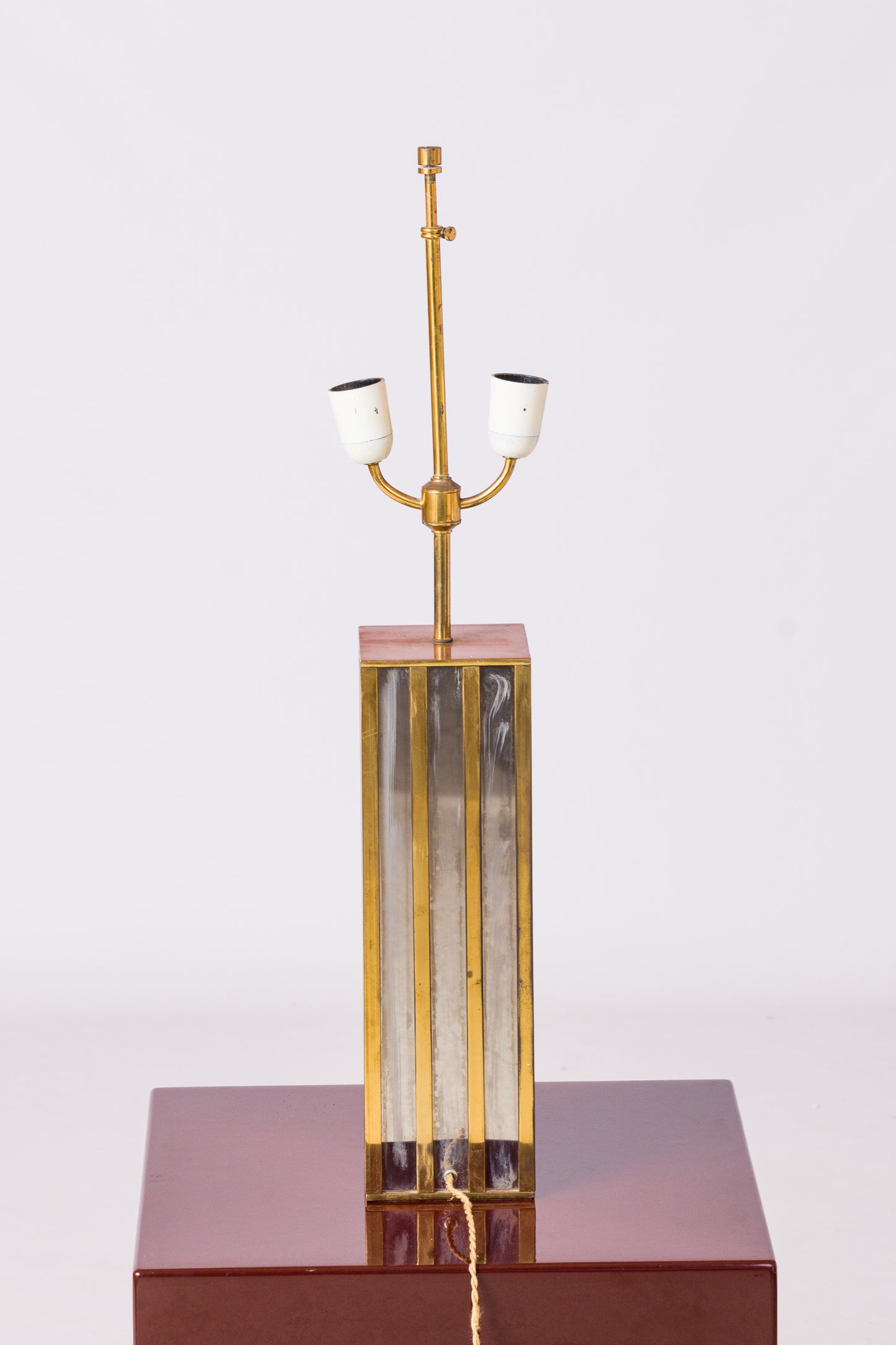 Nickel & Bronze "Building" Table Lamp by Jacques Charpentier - France 1970's