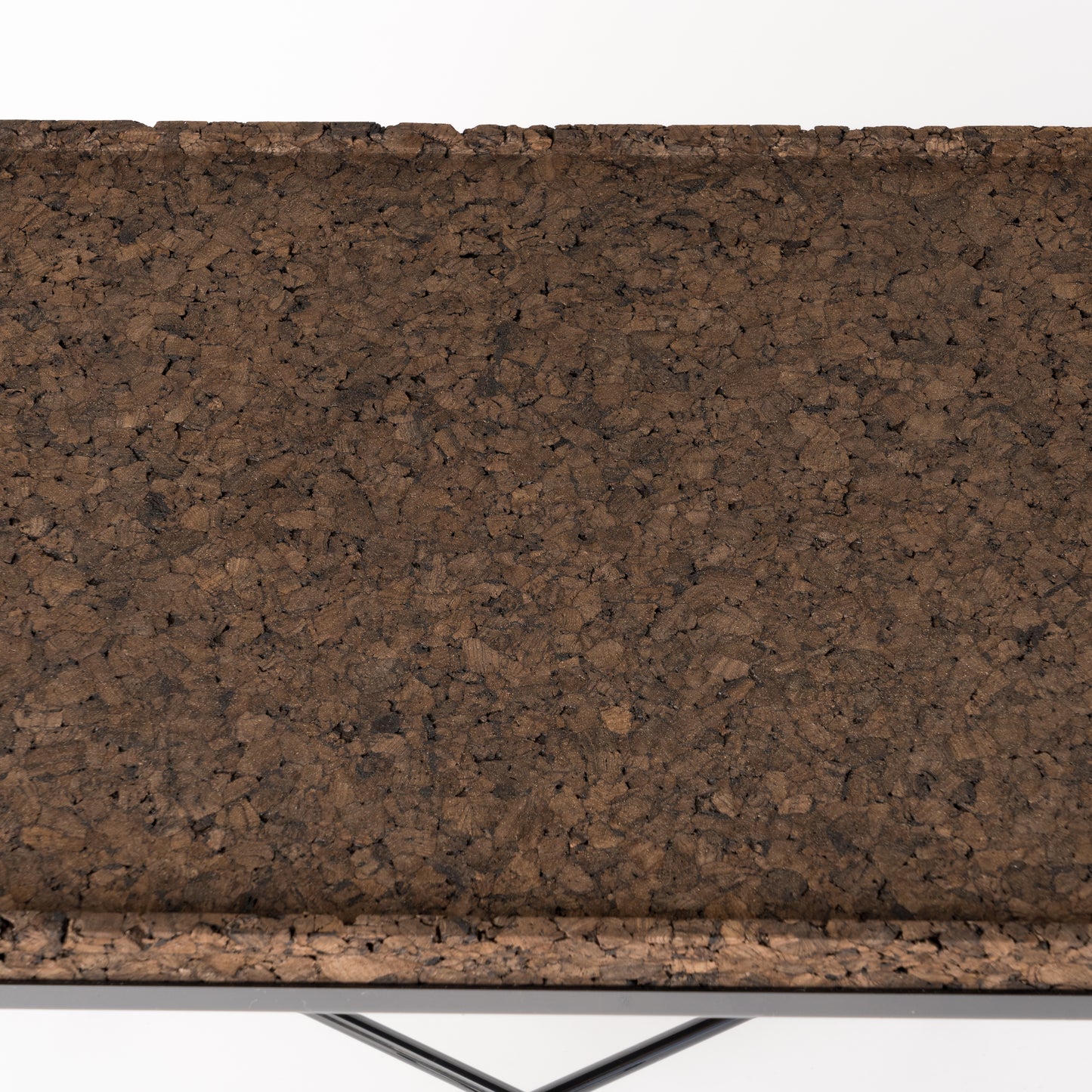 "Aronde" Black Lacquered Steel Side Table with Lower Density Cork Top