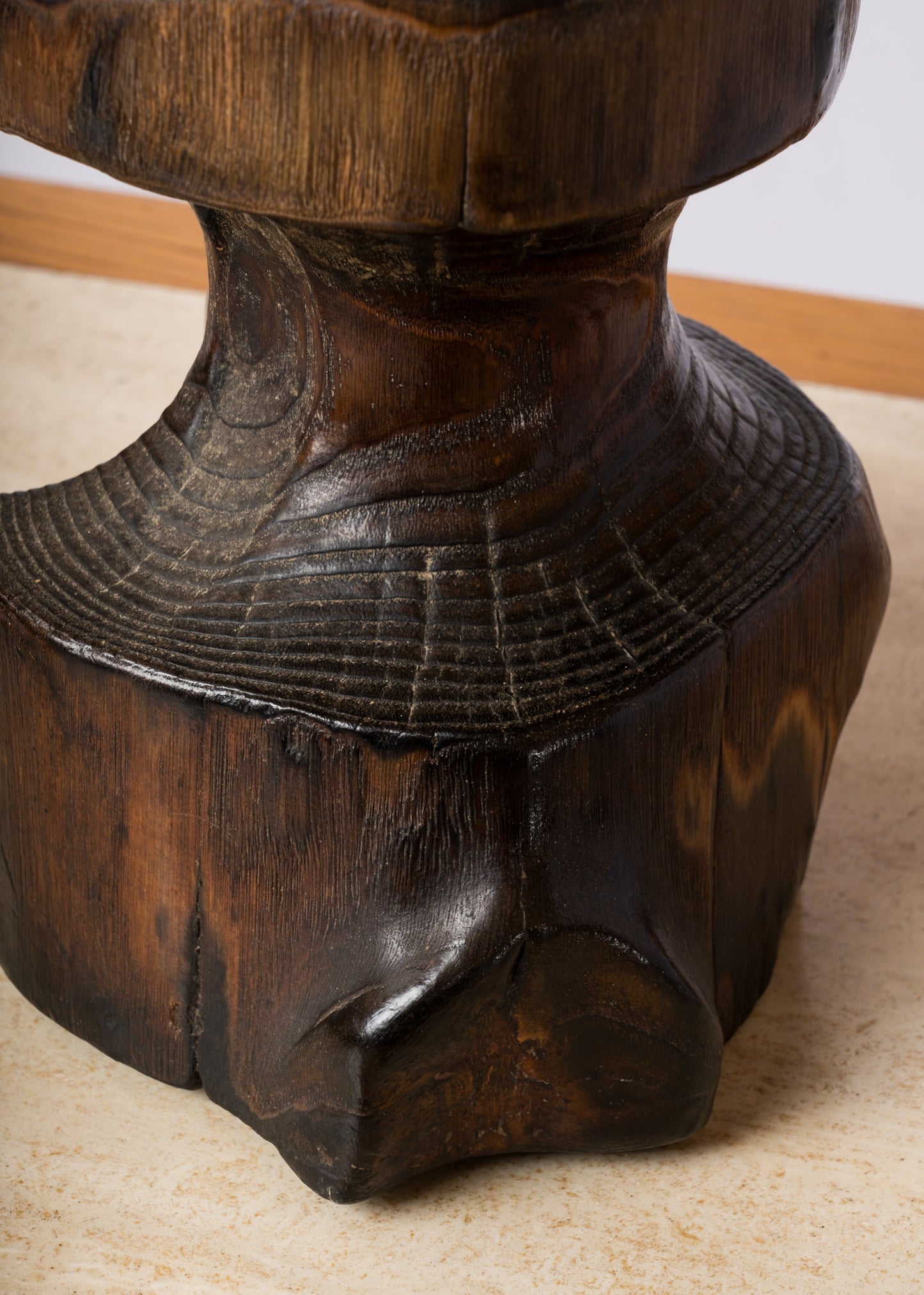 Split Stained Oak Tree Trunk Table Lamp in style of A. Noll - France 1970's