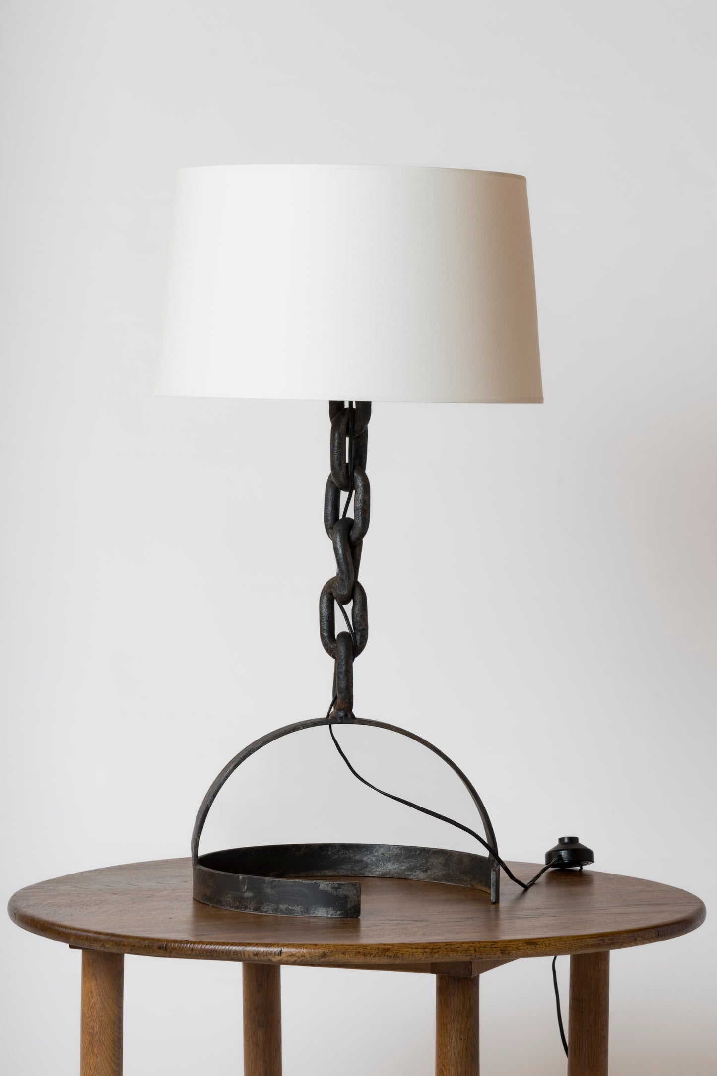 Brutalist Welded Chain Iron Table Lamp - France 1970's