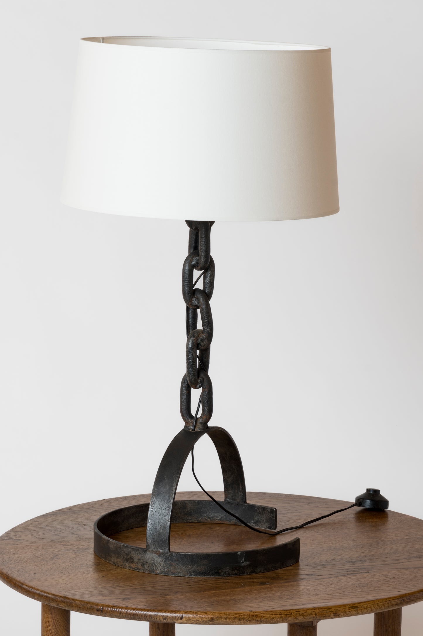 Brutalist Welded Chain Iron Table Lamp - France 1970's
