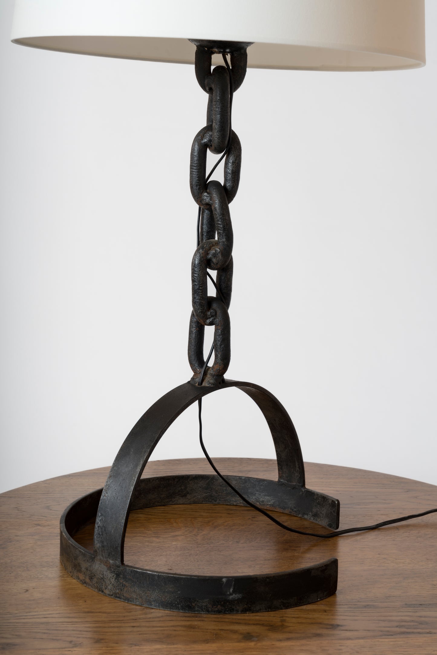 Brutalist Welded Chain Iron Table Lamp - France 1970's