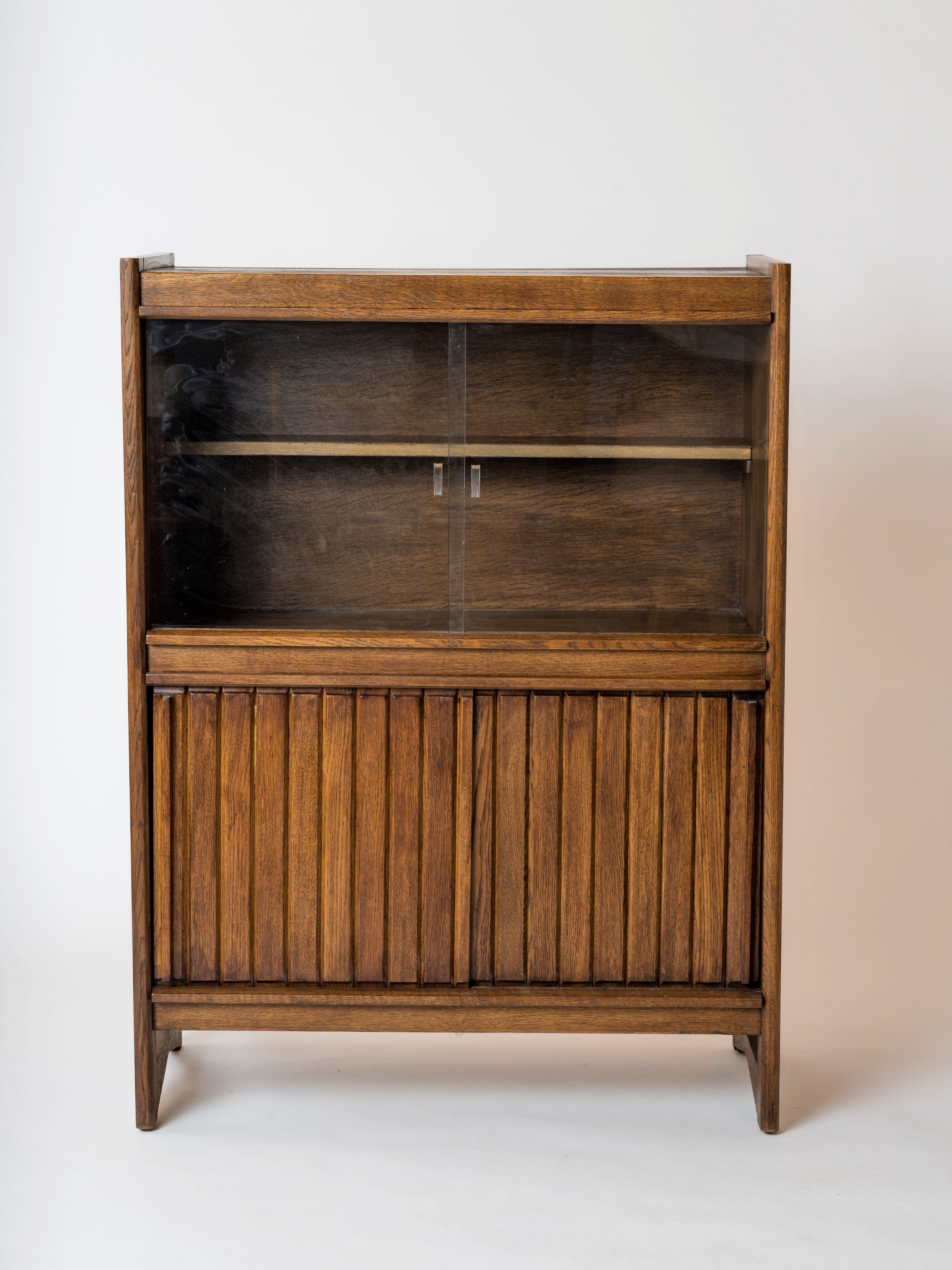 Solid Tinted Solid Oak Cabinet By Guillerme & Chambron - France late 1960's