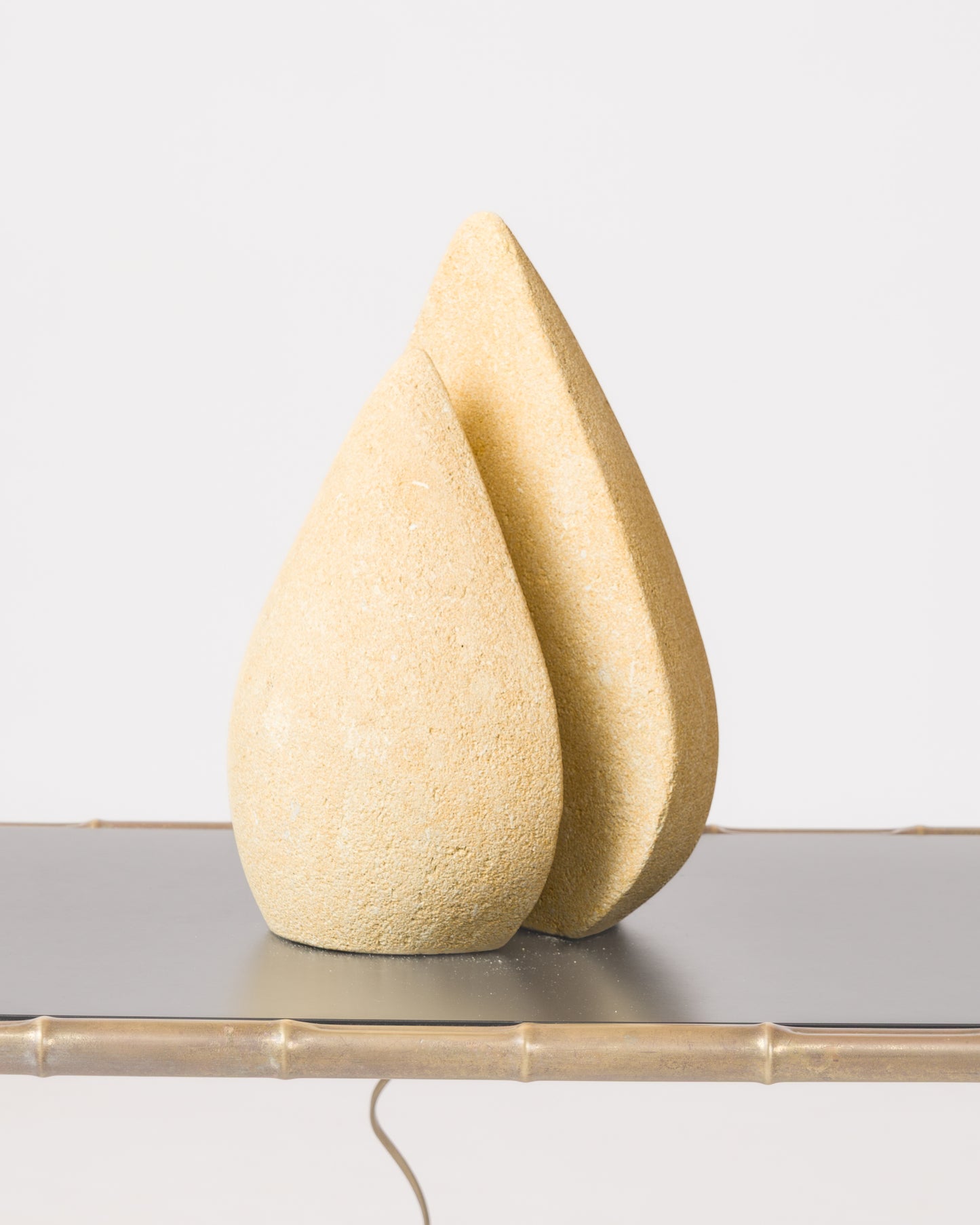 Limestone Dual Droplet Table Lamp in style Tormos - France 1980's