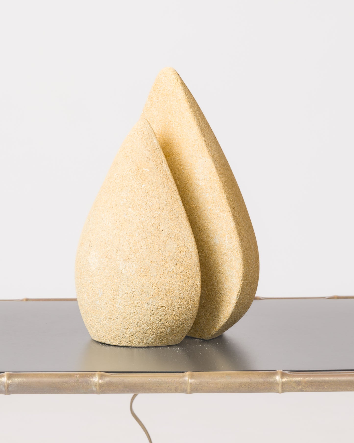 Limestone Dual Droplet Table Lamp in style Tormos - France 1980's